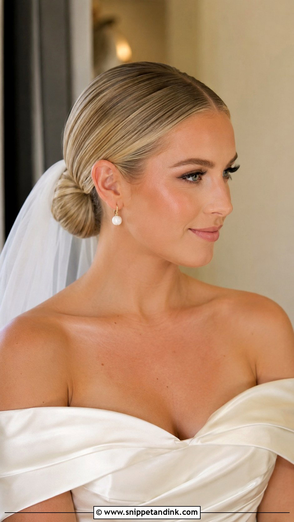 Sleek Low Bun Wedding Hair - Snippet and Ink - 20 Clean Wedding Hair Ideas