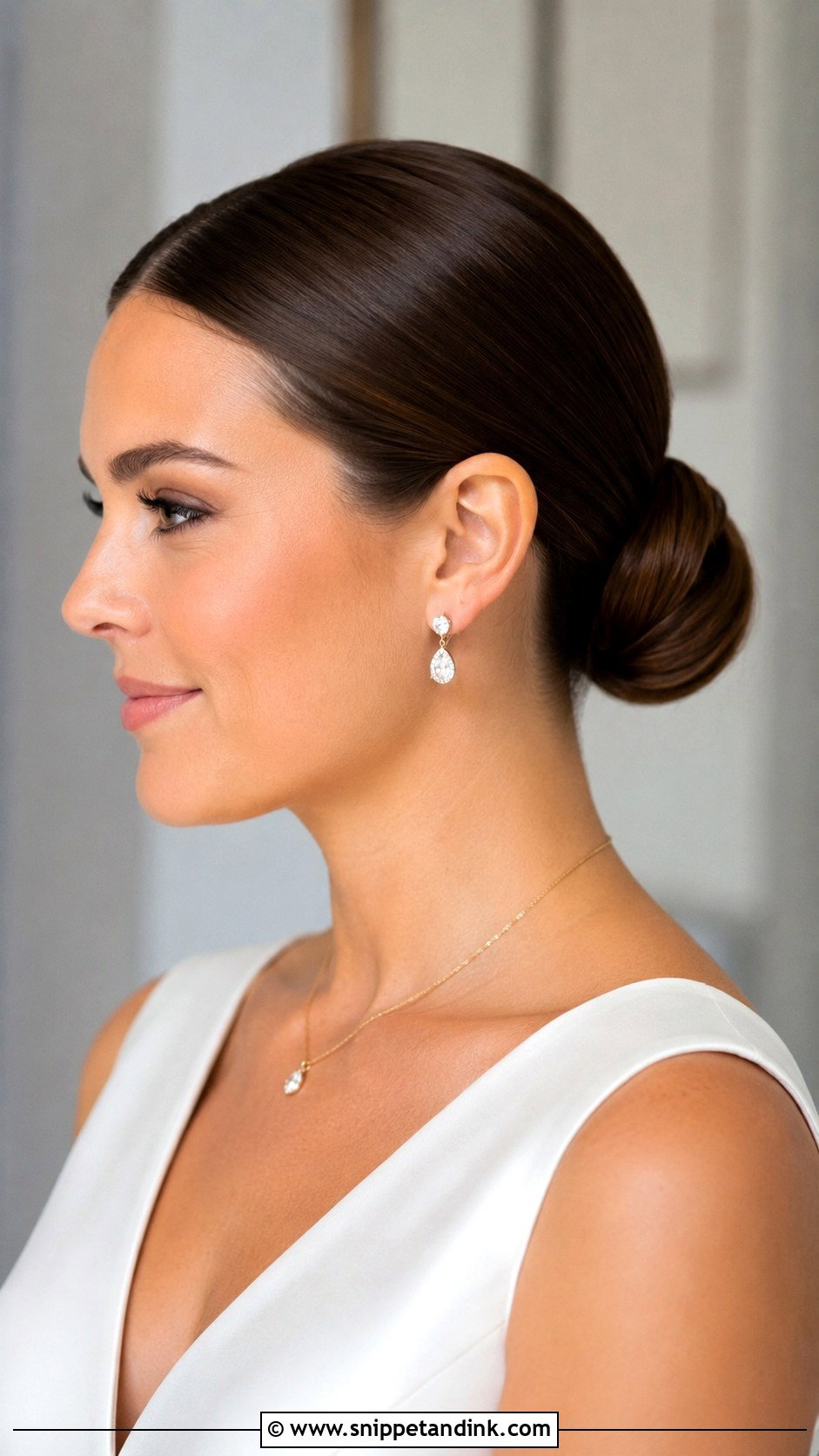 Sleek Low Bun Wedding Hair - Snippet and Ink - 20 Hollywood Wedding Hair Ideas
