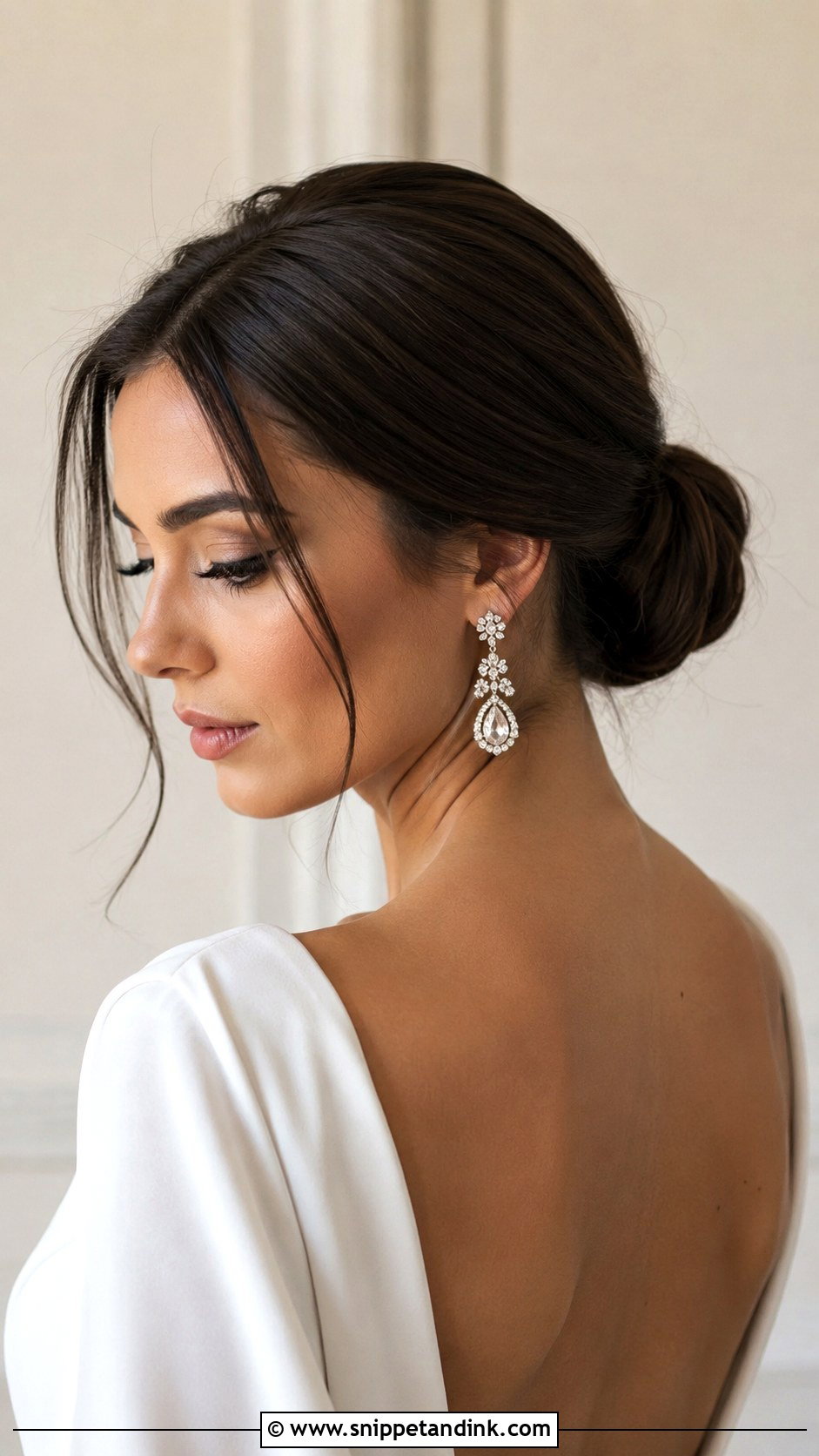 Sleek Low Bun Wedding Hair for Round Face - Snippet and Ink - 25 Wedding Hair for Round Face Ideas