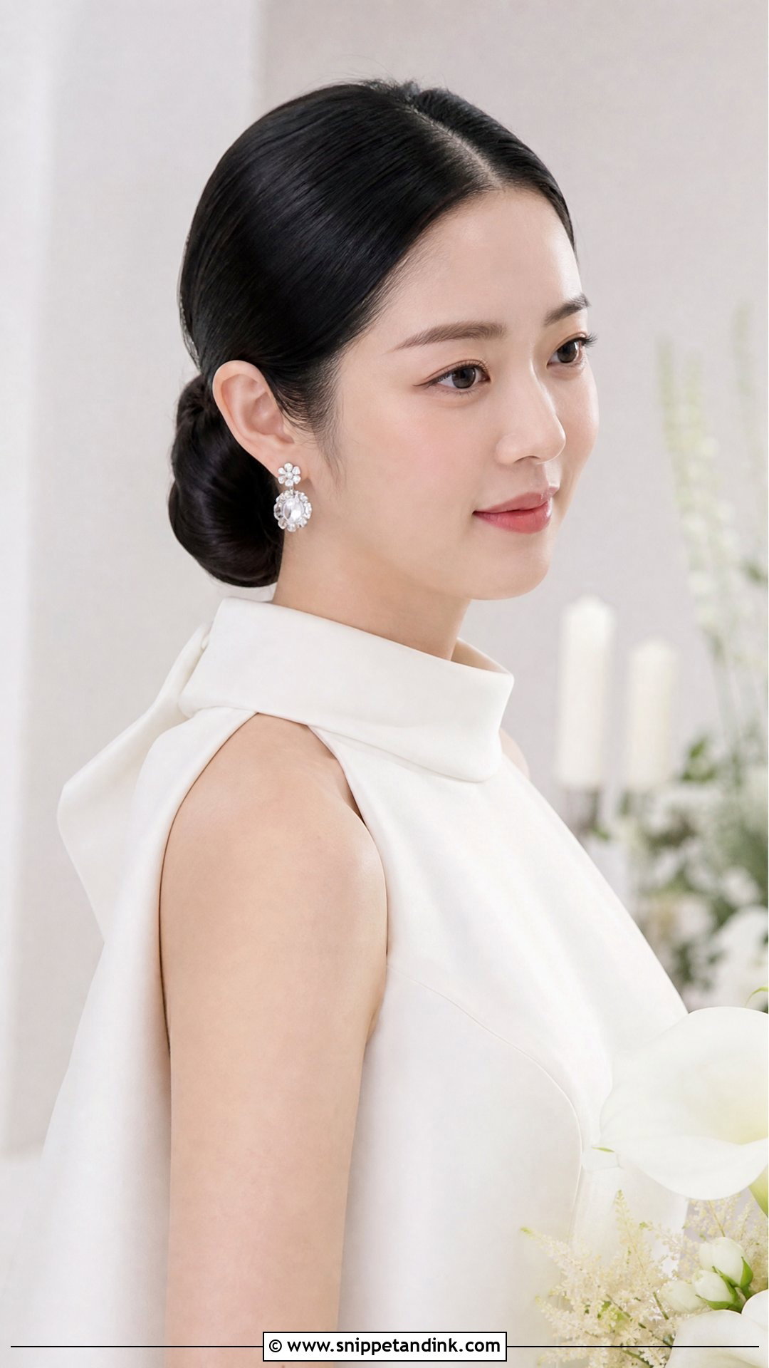 Sleek Low Bun Wedding Hairstyle - Snippet and Ink - 20 Mid Length Wedding Hairstyles