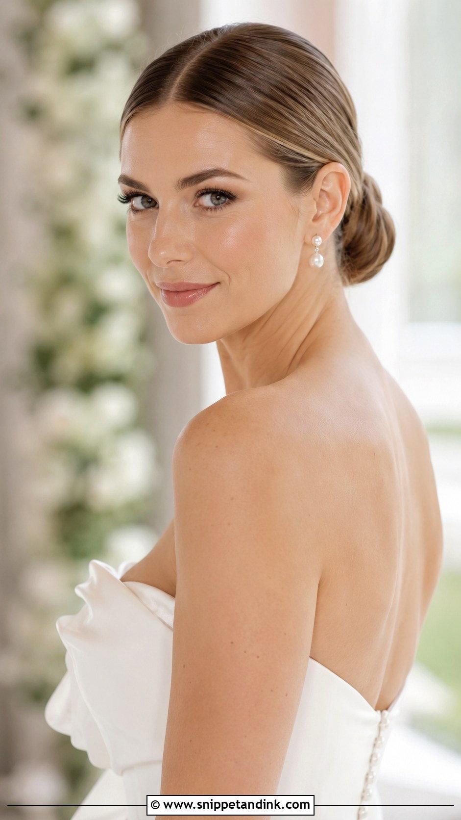 Sleek Low Bun Wedding Hairstyle - Snippet and Ink - 20 Modern Wedding Hair Ideas