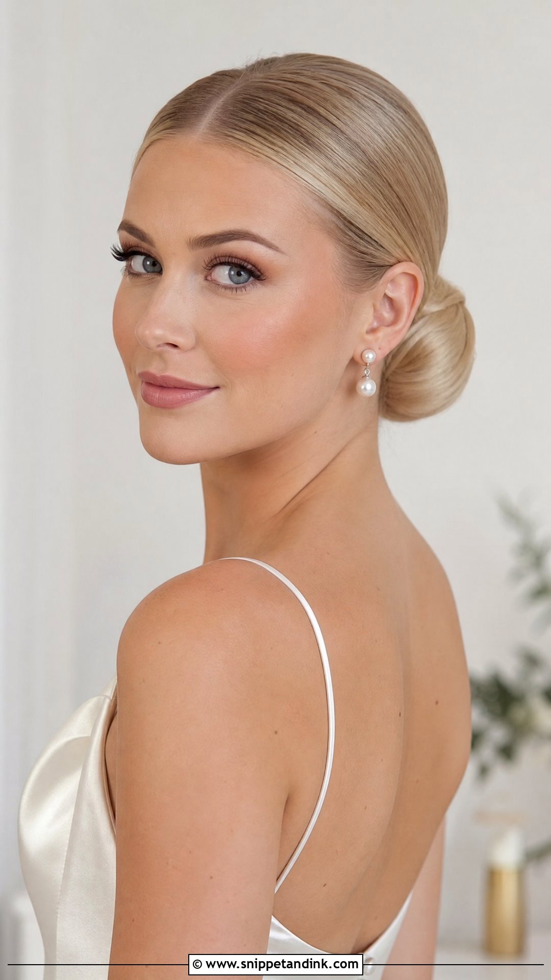 Sleek Low Bun Wedding Hairstyle - Snippet and Ink - 20 Straight Hair Wedding Hairstyle Ideas