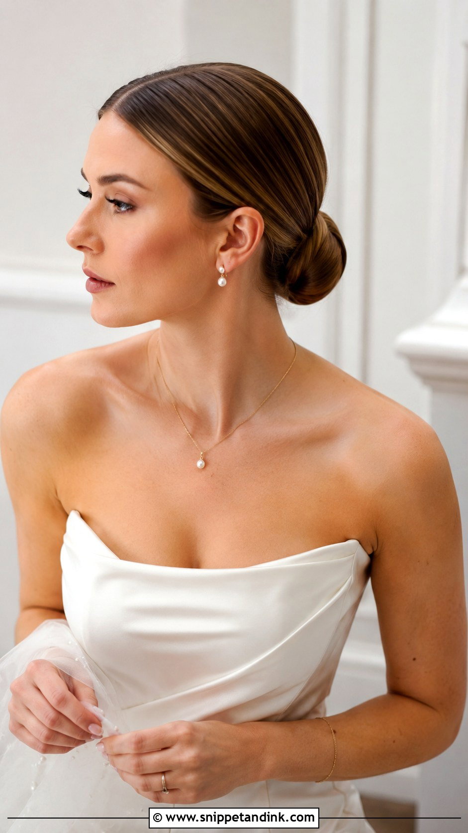 Sleek Low Bun Wedding Hairstyle - Snippet and Ink - 20 Wedding Hairstyles 2025 Trends