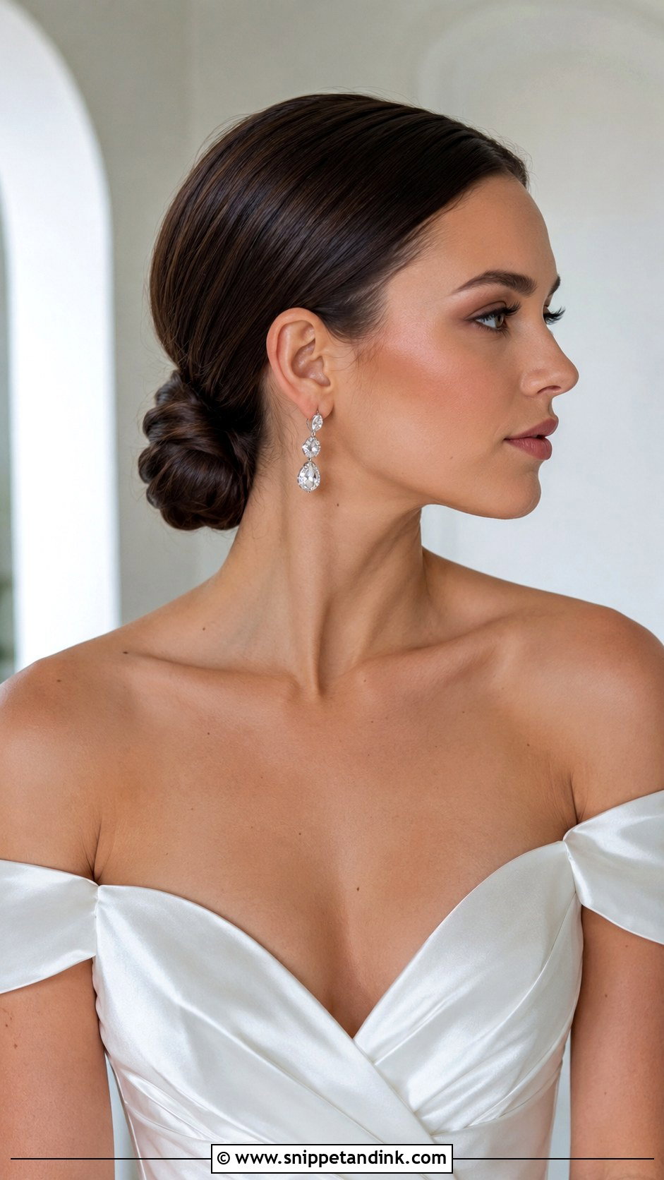 Sleek Low Bun Wedding Hairstyle - Snippet and Ink - 25 Cute Wedding Hairstyles