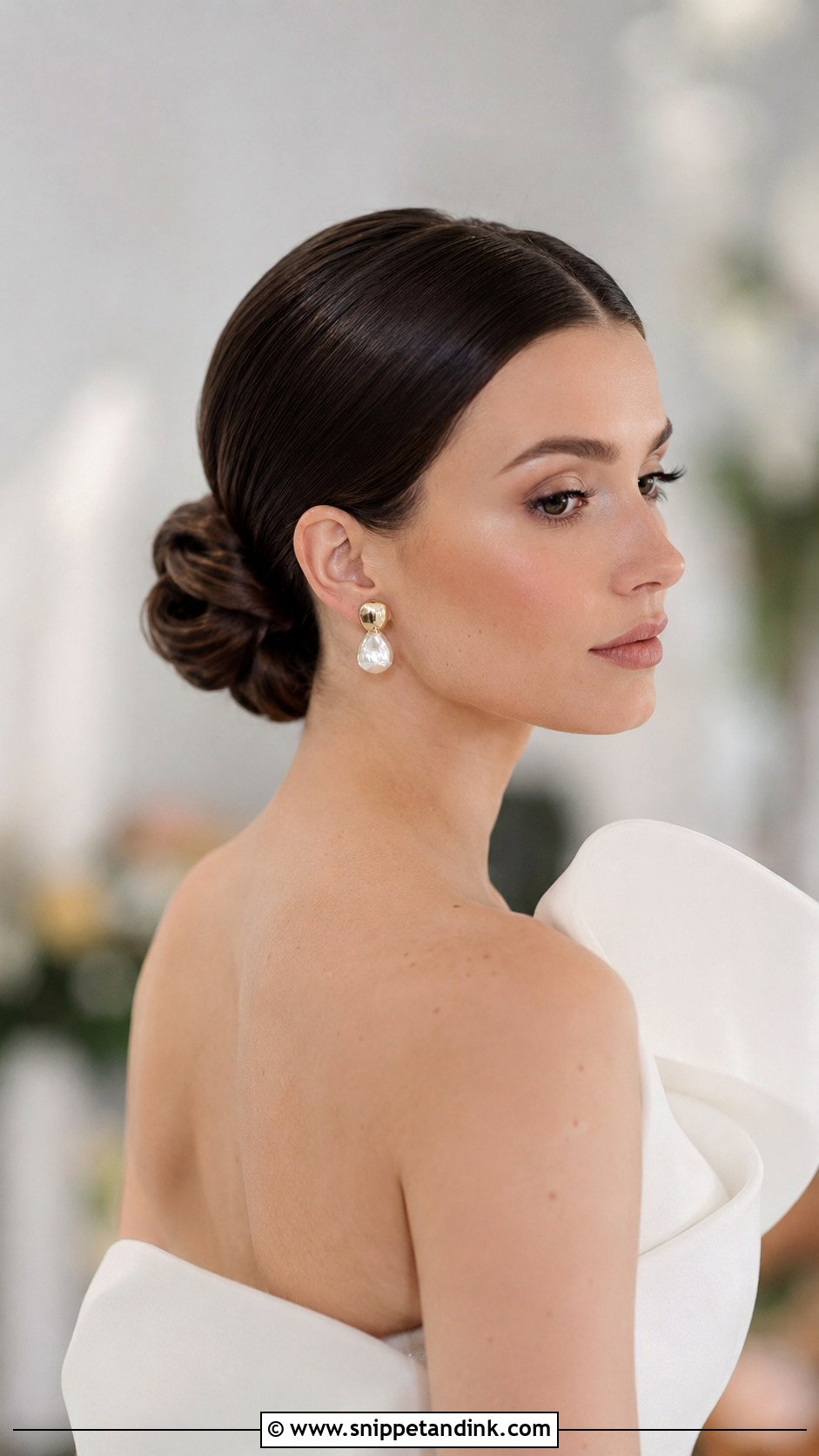 Sleek Low Bun Wedding Hairstyle - Snippet and Ink - 25 Long Wedding Hair Ideas