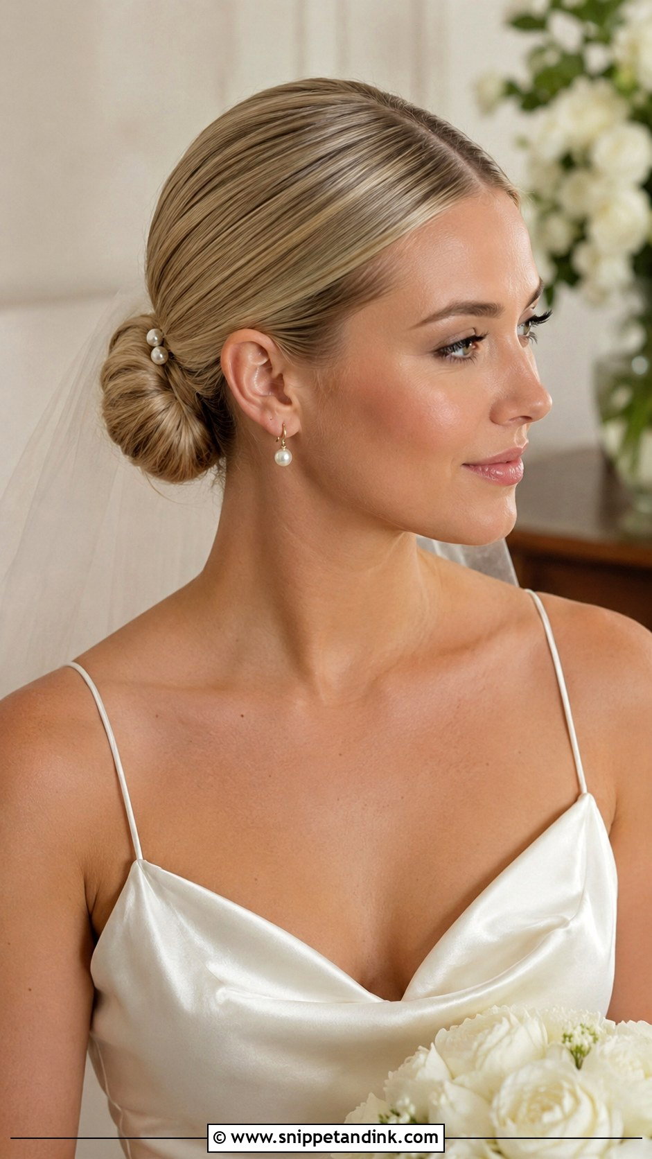 Sleek Low Bun Wedding Hairstyle - Snippet and Ink - 15 Luxury Wedding Hairstyles