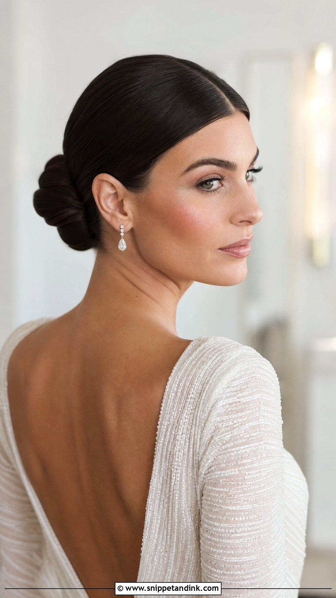 Sleek Low Bun Wedding Hairstyle - Snippet and Ink - 30 Easy Wedding Hairstyles Do It Yourself