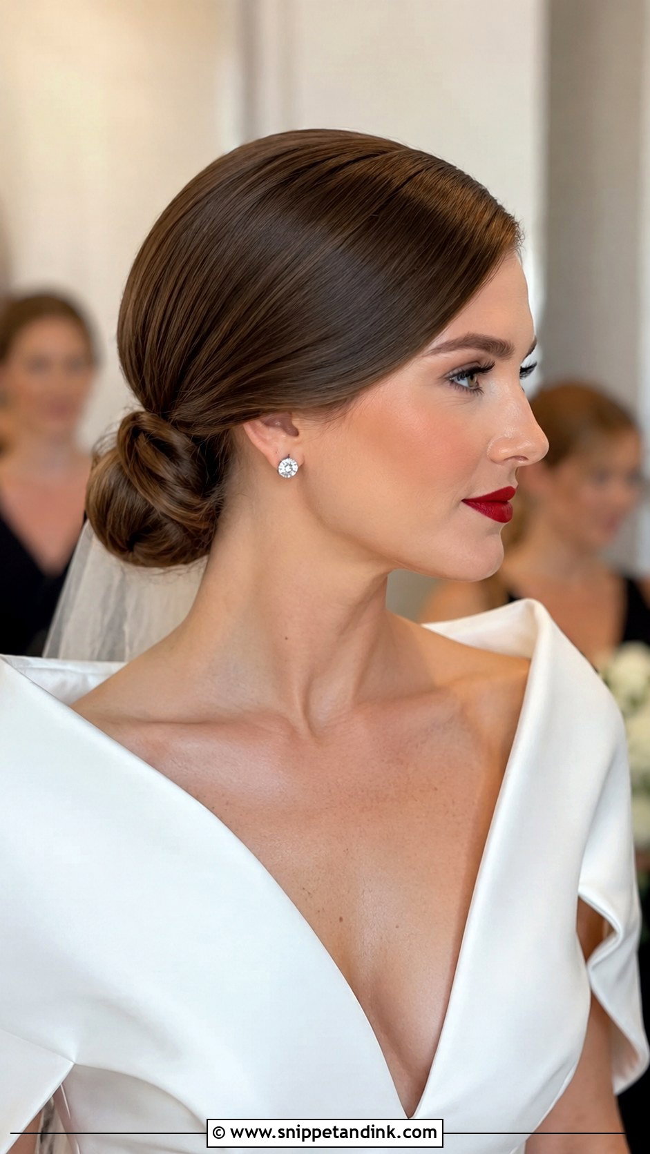 Sleek Low Bun Wedding Hairstyle - Snippet and Ink - 30 Wedding Bun Hairstyles