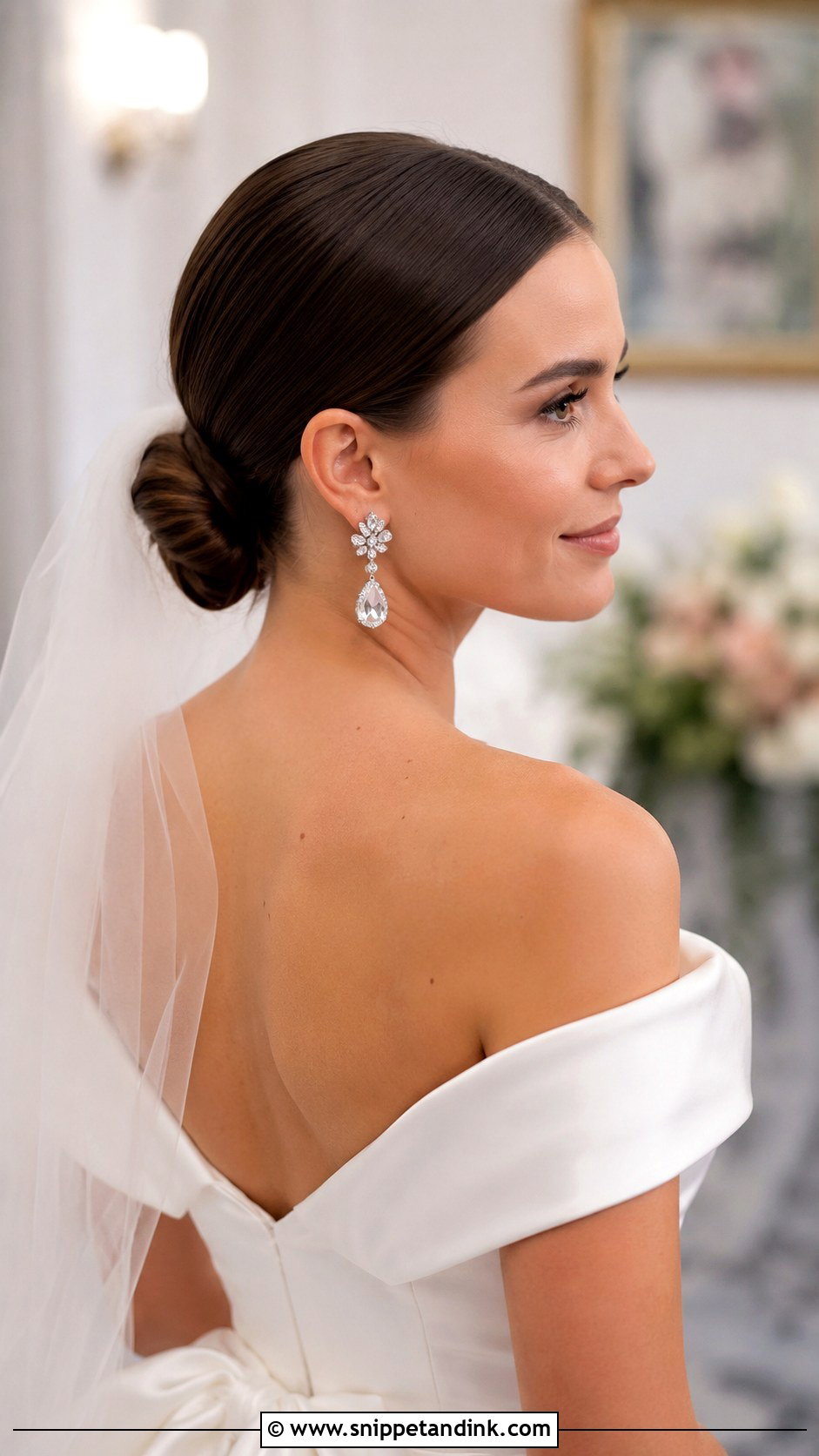 Sleek Low Bun Wedding Hairstyle - Snippet and Ink - 35 Wedding Hairstyle Ideas