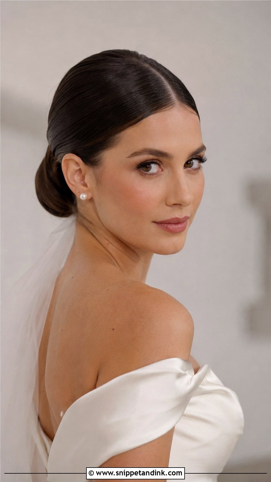 Sleek Low Bun Wedding Hairstyle - Snippet and Ink - 15 Simple Elegant Wedding Hairstyles