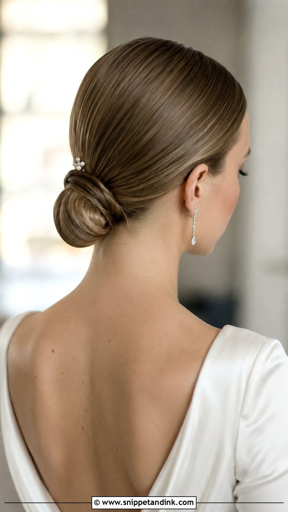 Sleek Low Bun Wedding Hairstyle - Snippet and Ink - 15 Tied Hairstyle for Wedding Ideas