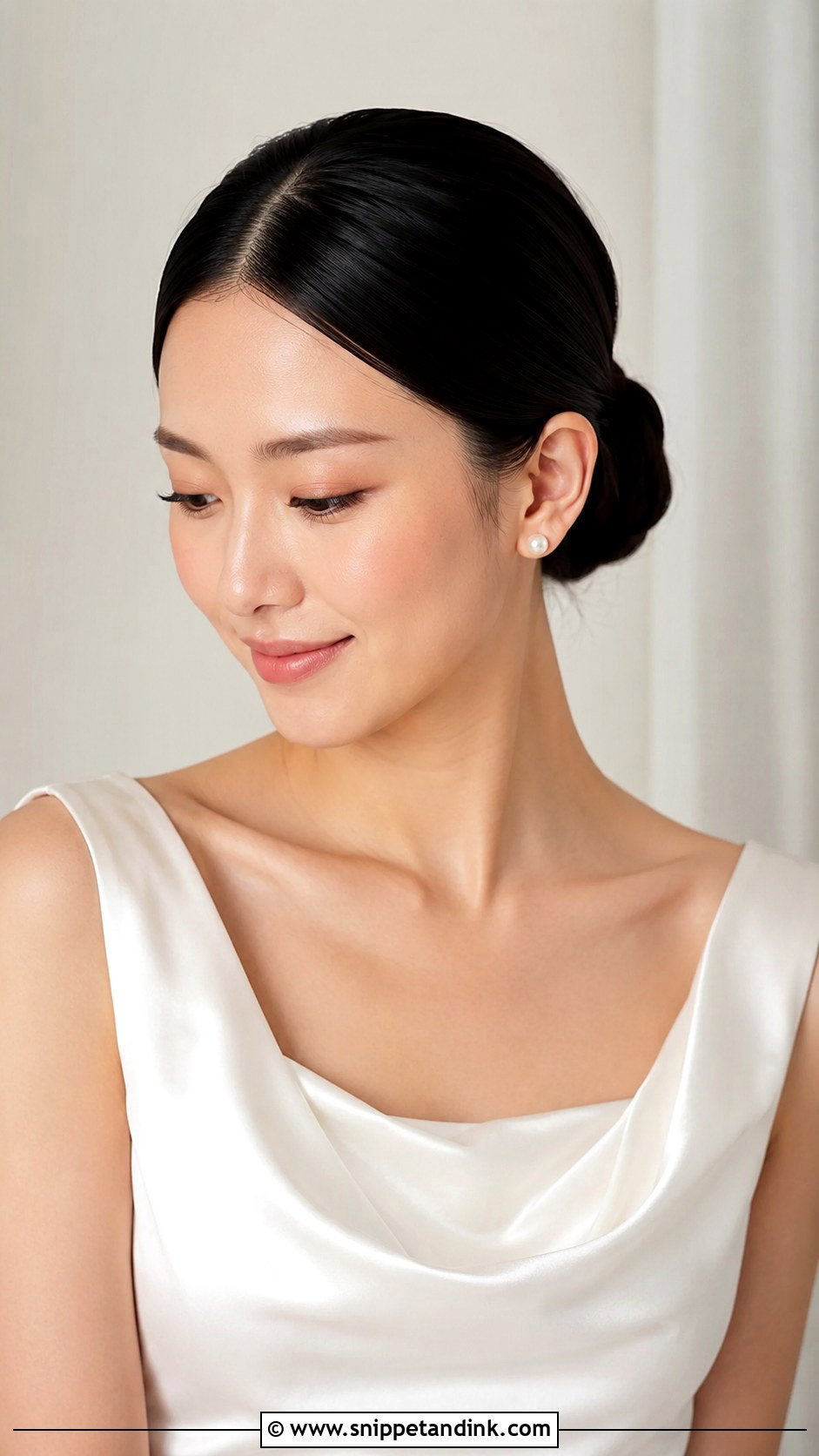 Sleek Low Bun Wedding Hairstyle - Snippet and Ink - 15 Wedding Hairstyles At Home