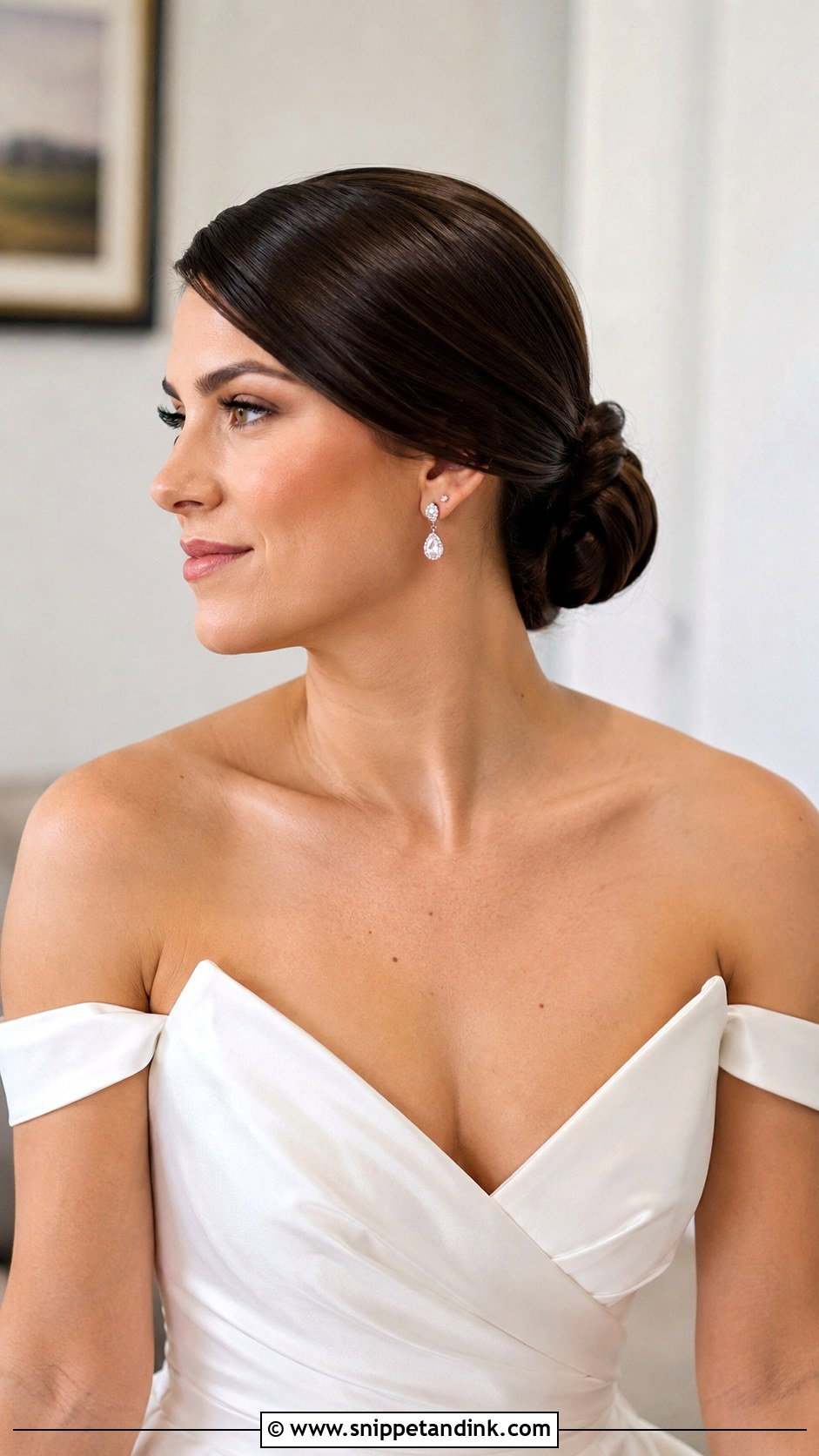 Sleek Low Bun Wedding Updo - Snippet and Ink - 25 Loose Low Bun Wedding Hair Ideas