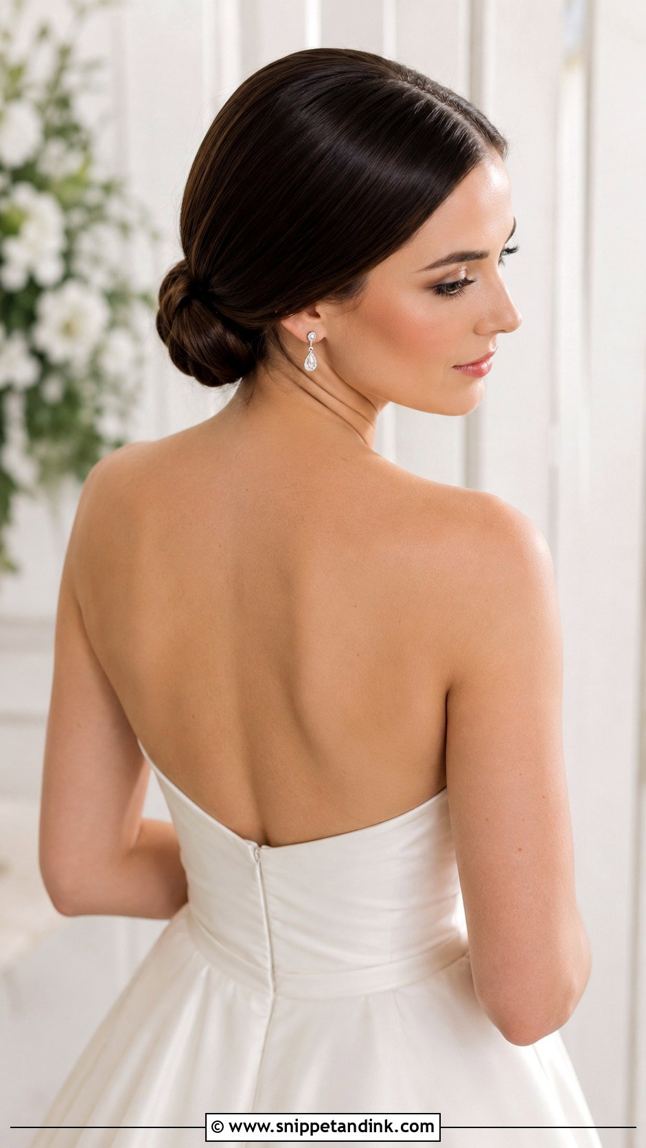 Sleek Low Bun Wedding Updo - Snippet and Ink - 25 Brunette Wedding Updo Ideas