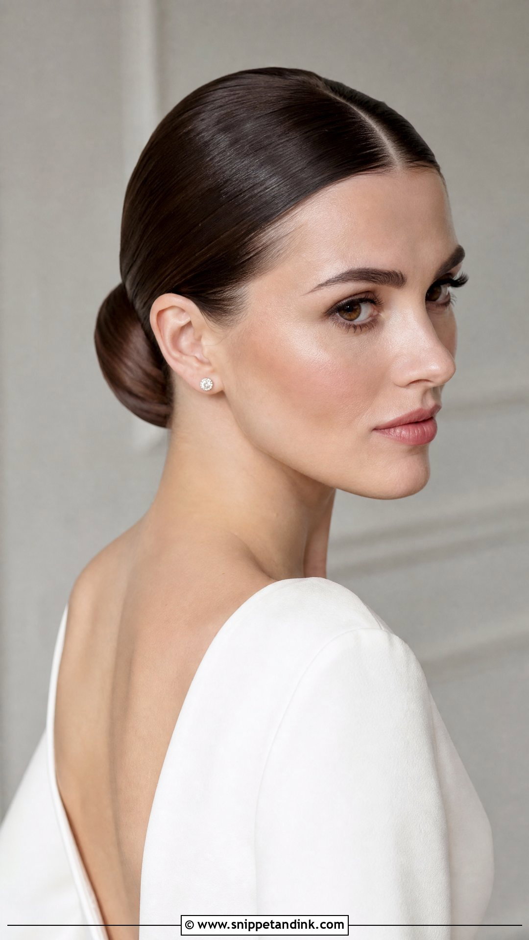 Sleek Low Bun Wedding Updo - Snippet and Ink - 15 Classy Wedding Hair Updo Ideas