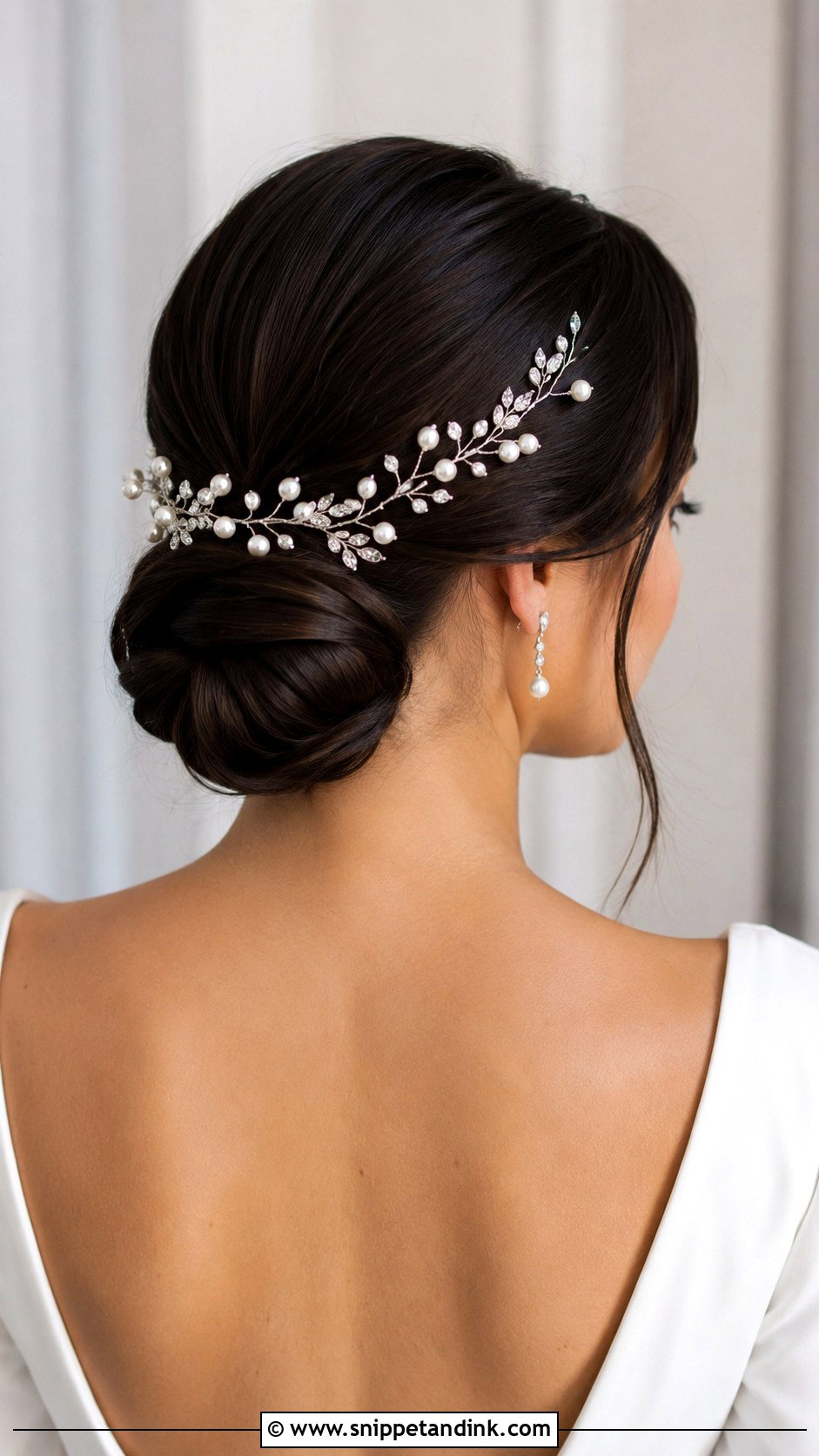 Sleek Low Bun With Accessories - Snippet and Ink - 25 Fine Hair Wedding Updo Ideas