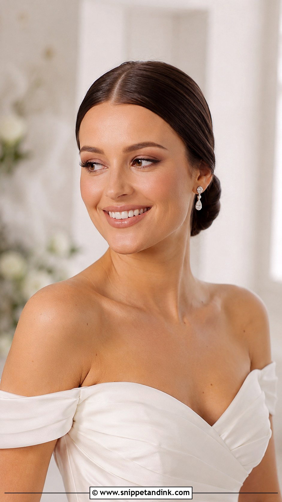 Sleek Low Bun With Center Part - Snippet and Ink - 20 Sleek Wedding Hairstyles