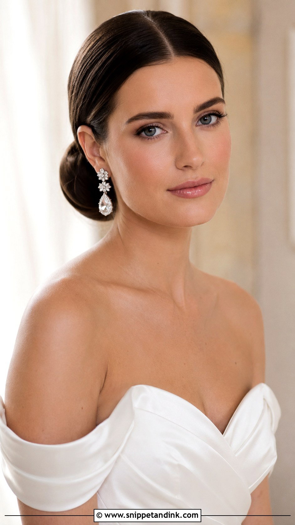 Sleek Low Bun With Center Part - Snippet and Ink - 20 Wedding Bride Updo Hairstyles