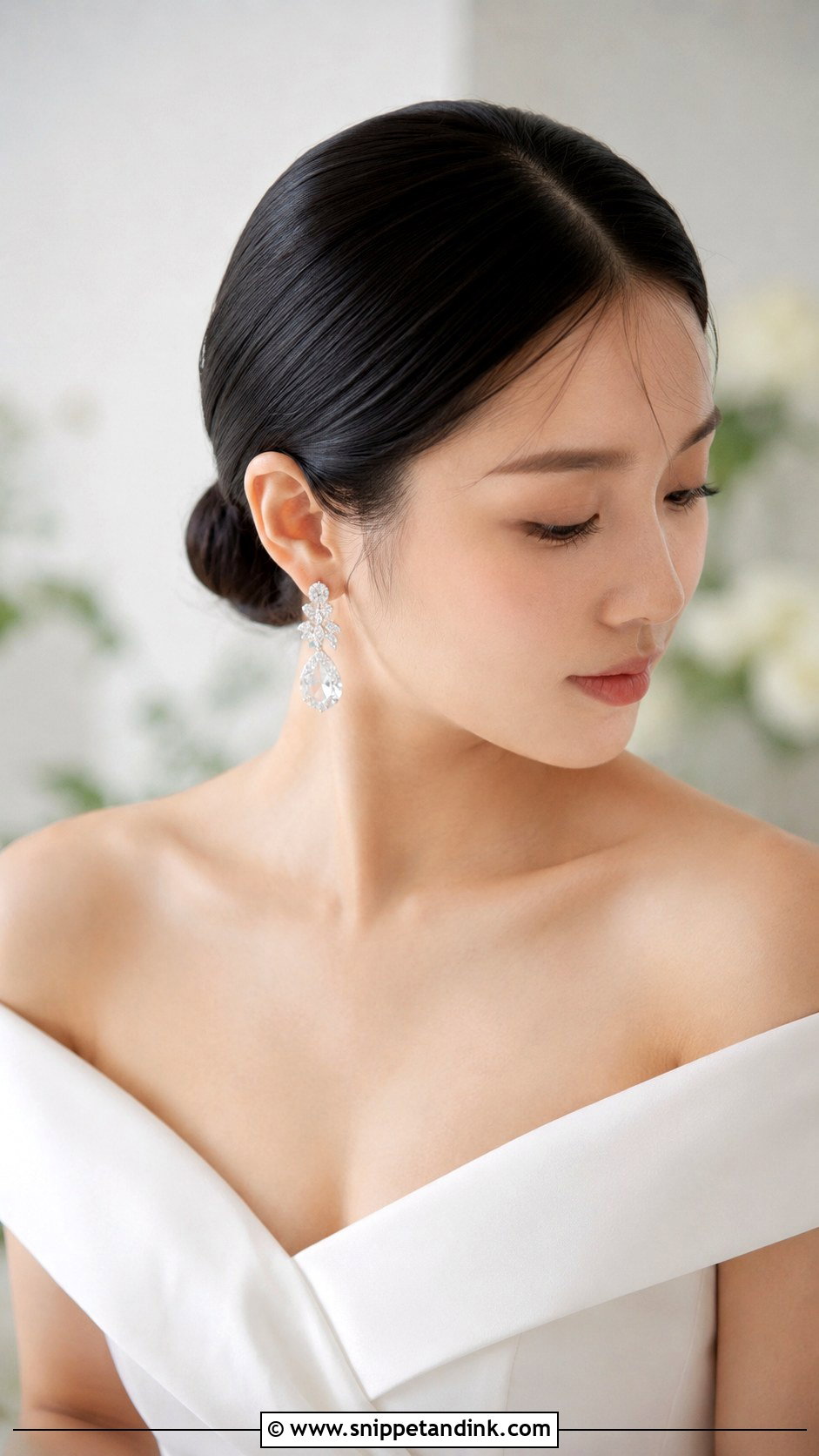 Sleek Low Bun With Center Part - Snippet and Ink - 25 Natural Wedding Hairstyles