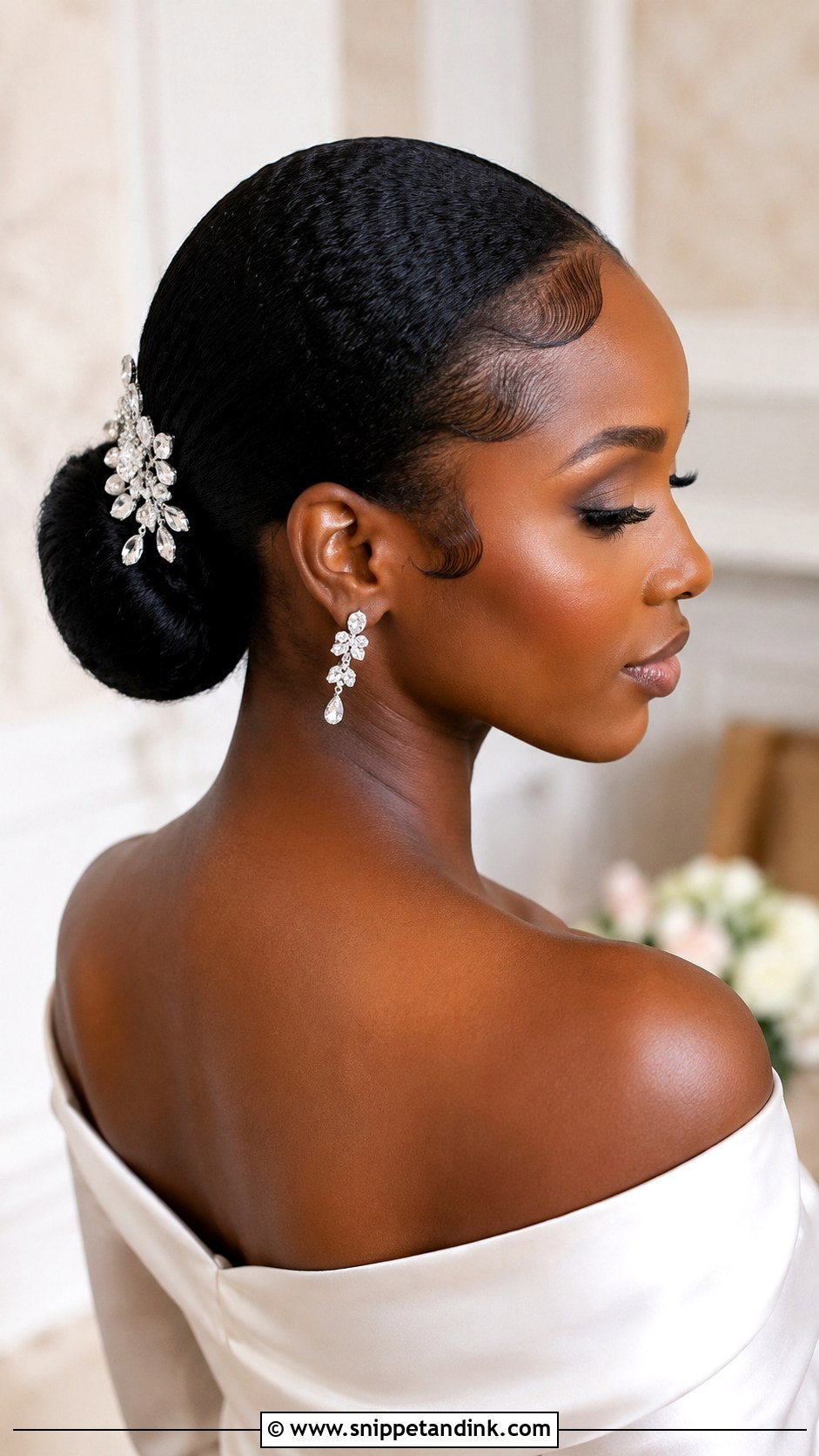 Sleek Low Bun With Edges Laid - Snippet and Ink - 30 4c Wedding Hairstyles