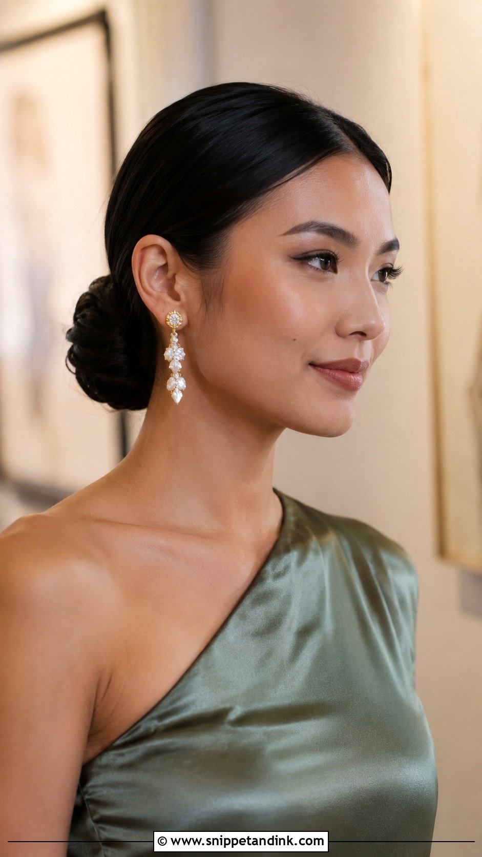 Sleek Low Bun With Middle Part - Snippet and Ink - 25 Summer Wedding Guest Hair Ideas