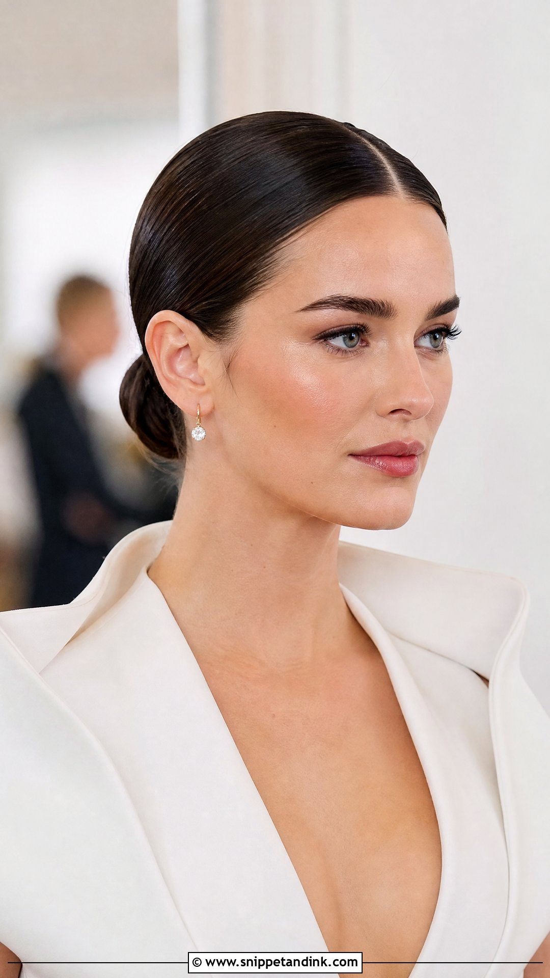 Sleek Low Bun With Middle Part - Snippet and Ink - 20 Unique Bridal Hairstyles