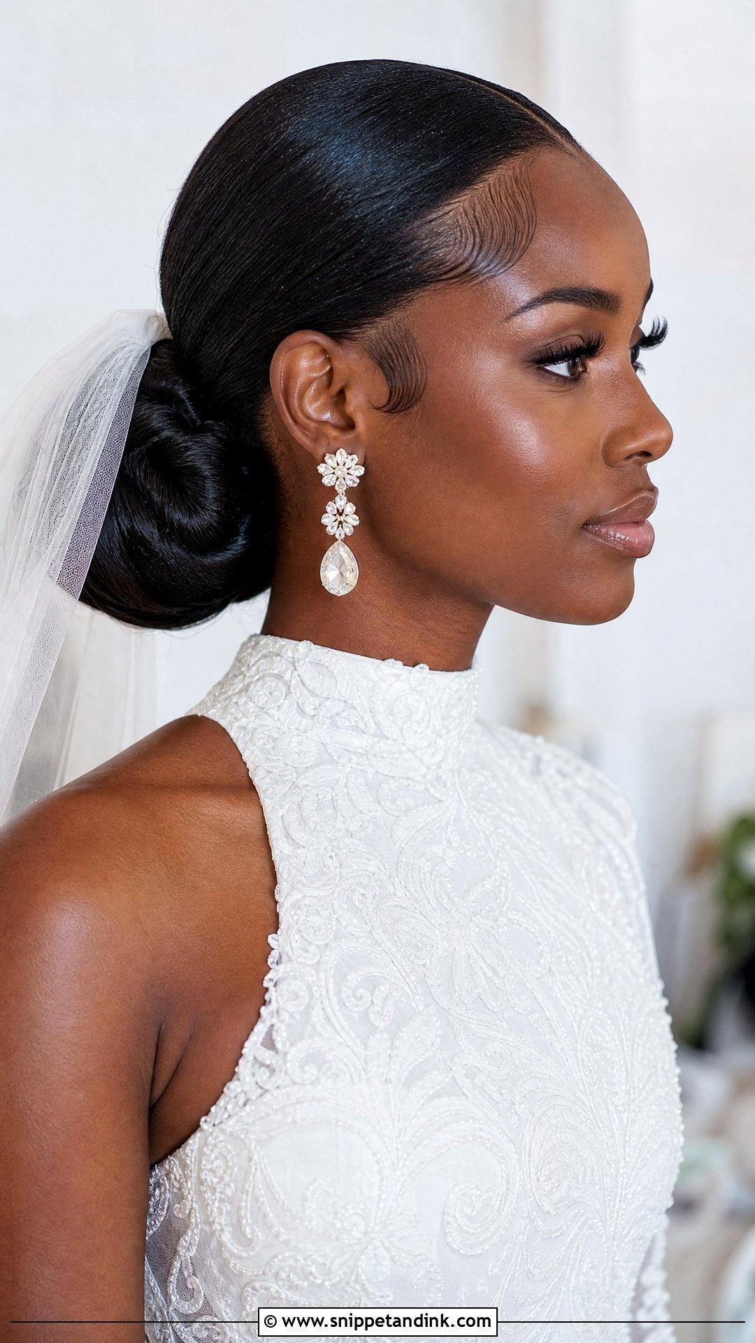 Sleek Low Bun With Sleek Edges - Snippet and Ink - 20 Bridal Hairstyle Black Women Ideas