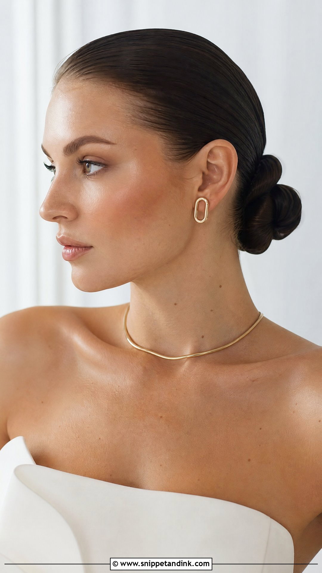 Sleek Low Bun With Slicked Back Hair - Snippet and Ink - 20 Sleek Low Bun Wedding Hair Ideas