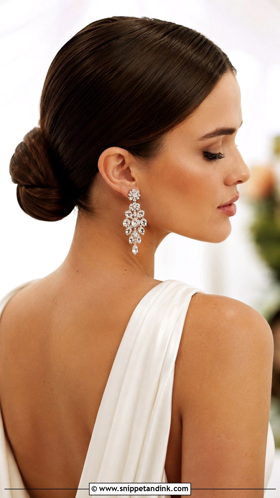 Sleek Low Bun With Statement Earrings - Snippet and Ink - 20 Sophia Richie Wedding Hair Ideas