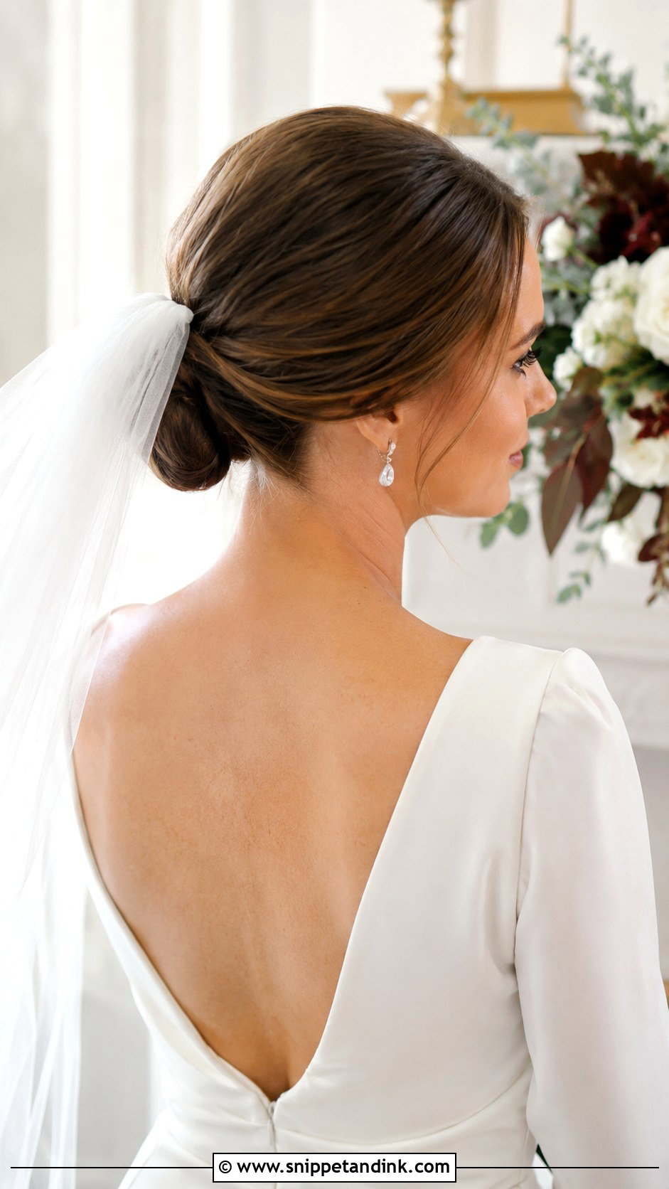Sleek Low Bun With Veil - Snippet and Ink - 20 Wedding Hair Fine Hair Ideas