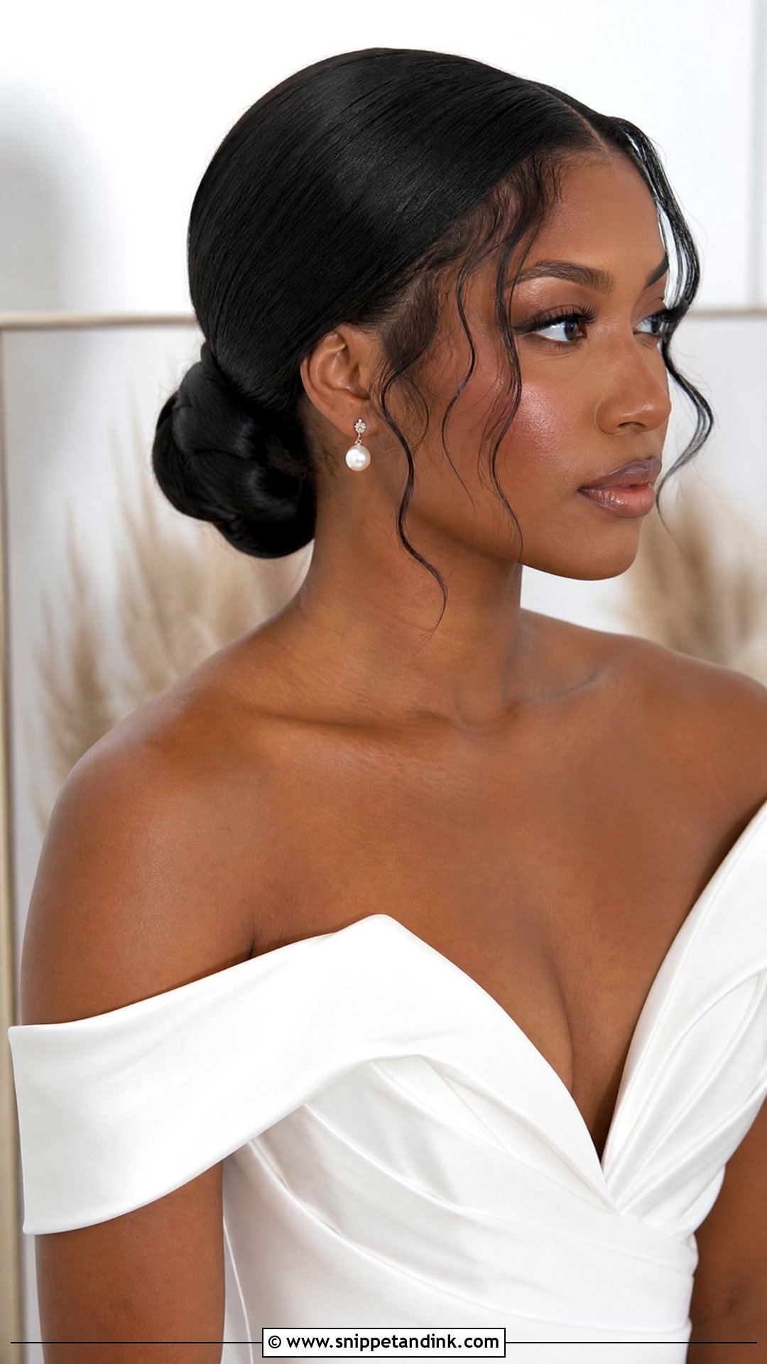 Sleek Low Bun for Black Brides - Snippet and Ink - 20 Wedding Hair Black Hair Ideas