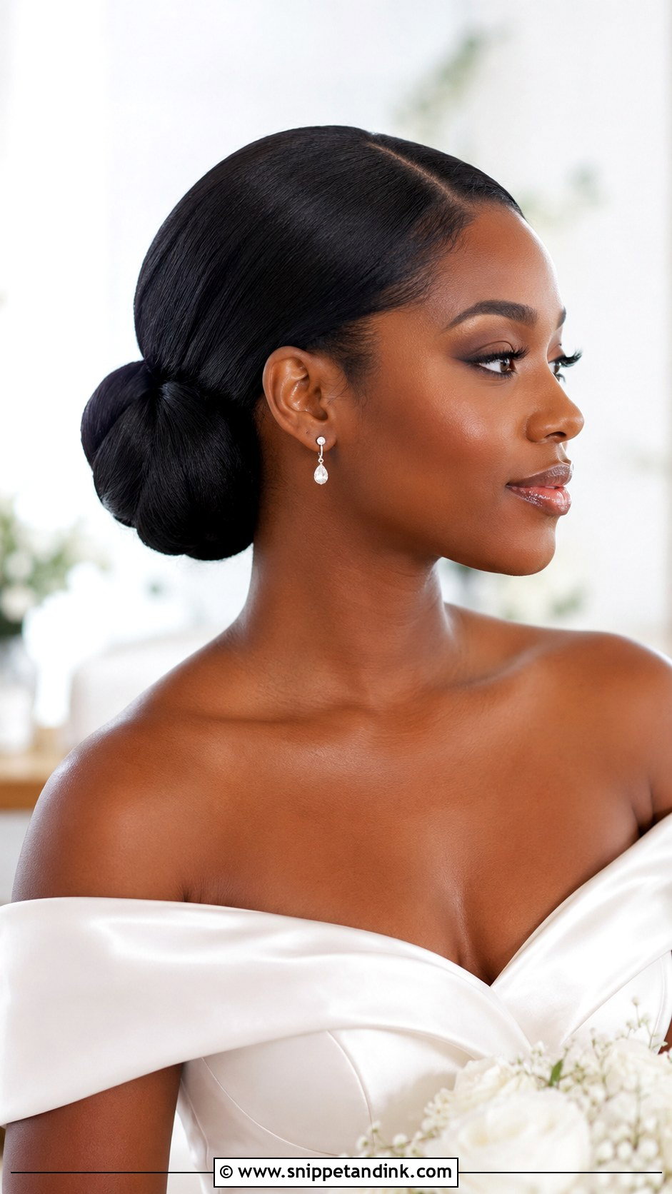 Sleek Low Bun for Brides - Snippet and Ink - 25 Wedding Hairstyles for Black Women