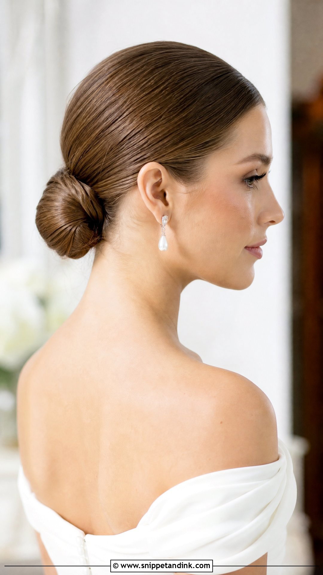Sleek Low Bun for Brides - Snippet and Ink - 30 Glam Bridal Hair Ideas