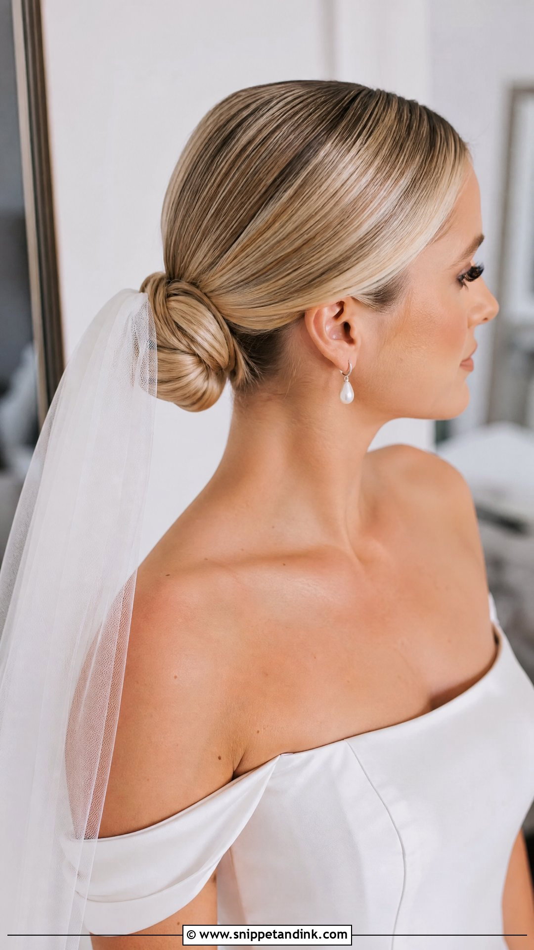 Sleek Low Bun for Brides - Snippet and Ink - 20 Bridal Buns Hairstyle