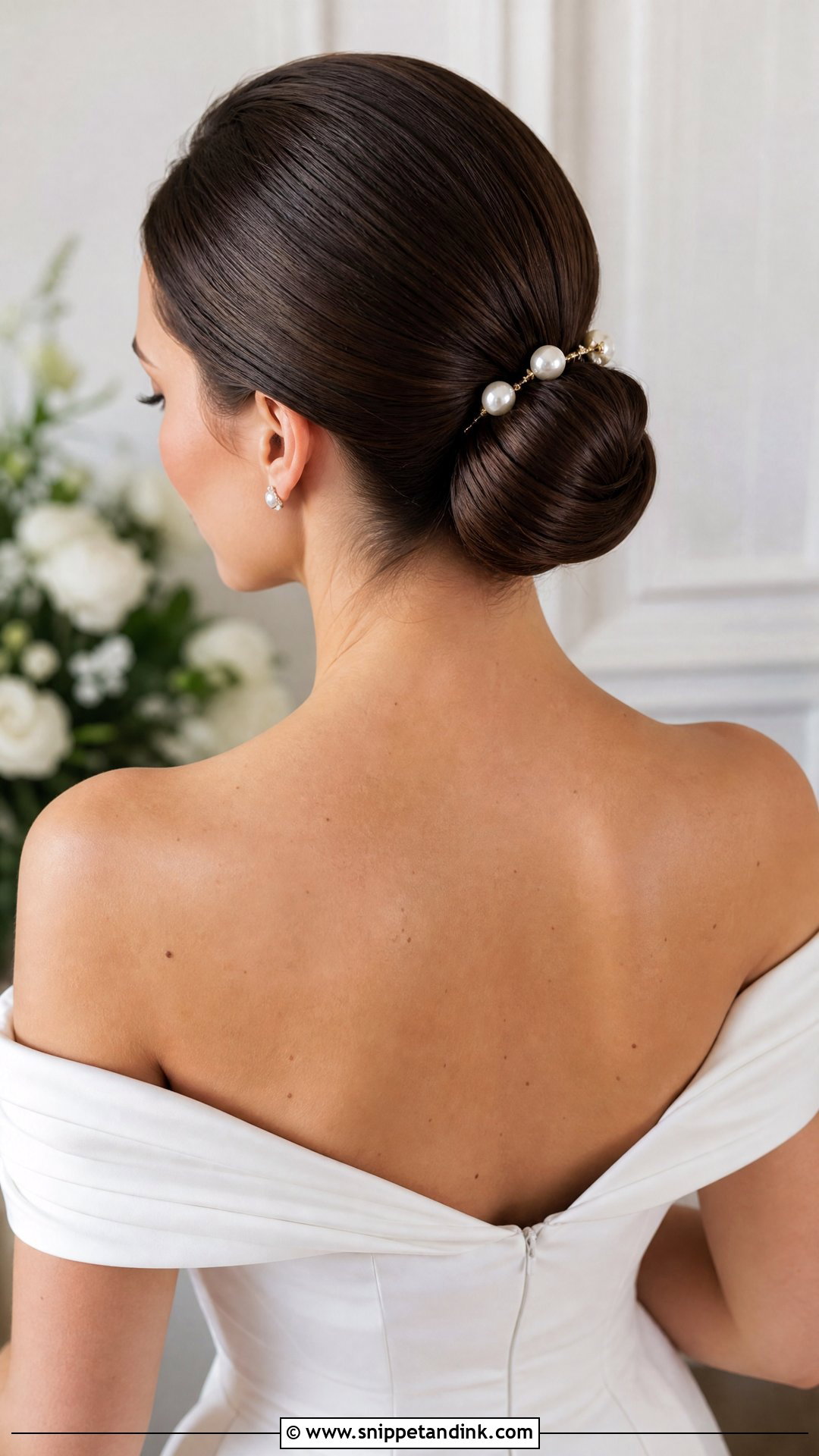 Sleek Low Bun for Dark Hair Brides - Snippet and Ink - 20 Dark Hair Wedding Hairstyles Brides