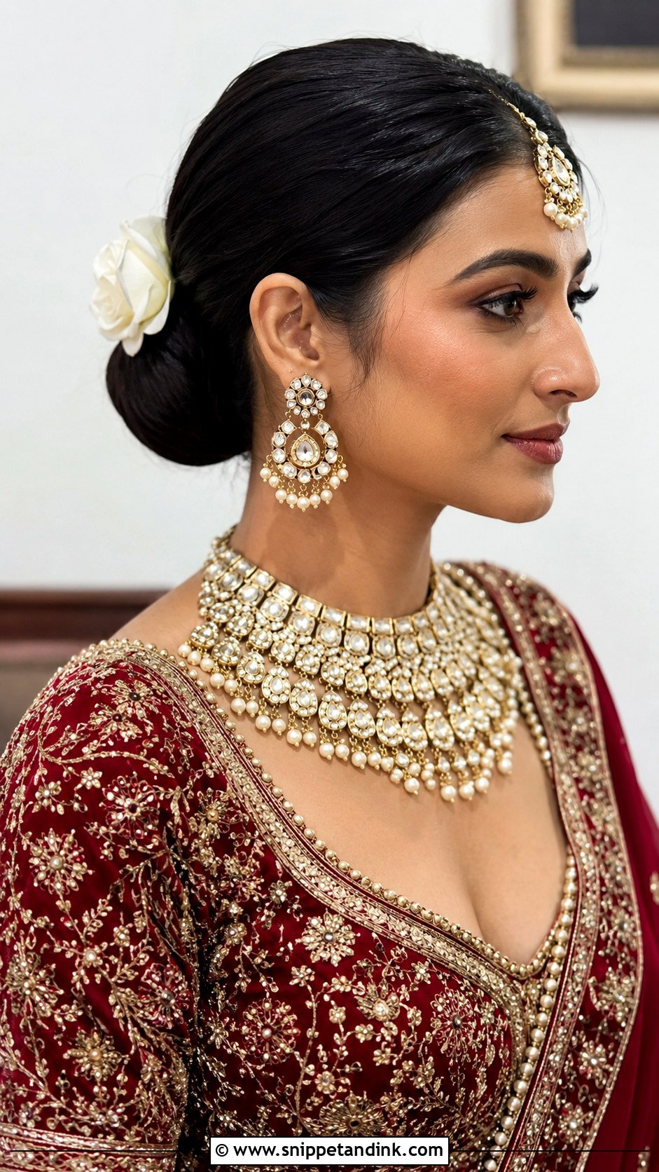 Sleek Low Bun for Indian Bride - Snippet and Ink - 20 Hairstyle for Indian Bride Ideas