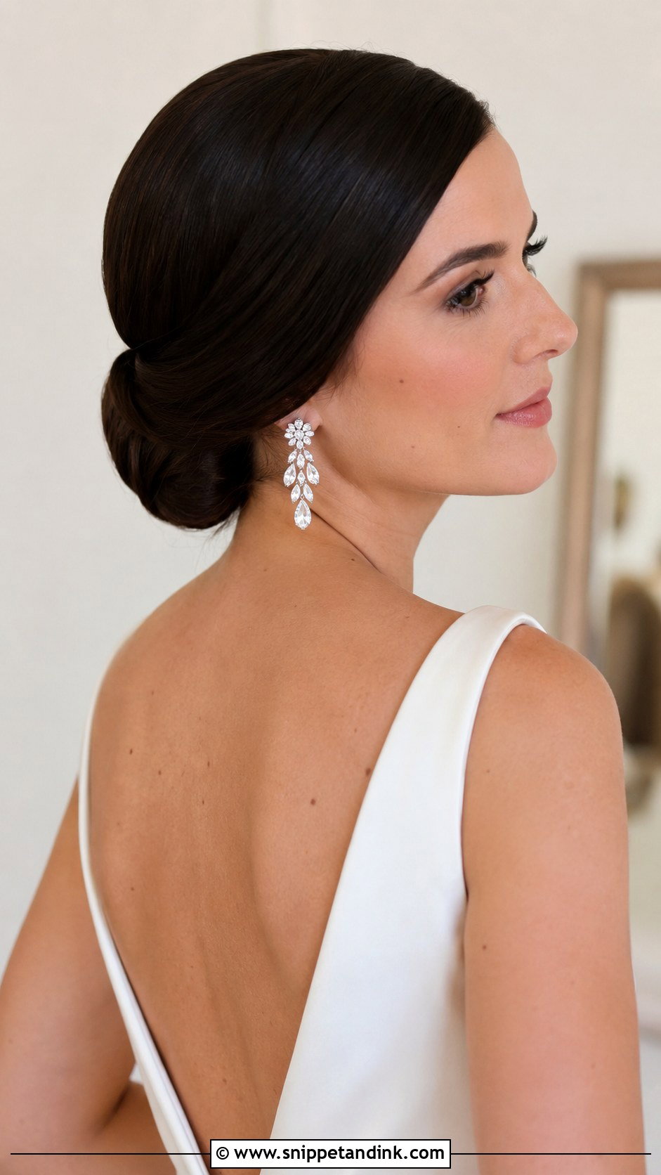 Sleek Low Bun for Medium Hair Bride - Snippet and Ink - 25 Hairstyles for Medium Length Hair Wedding