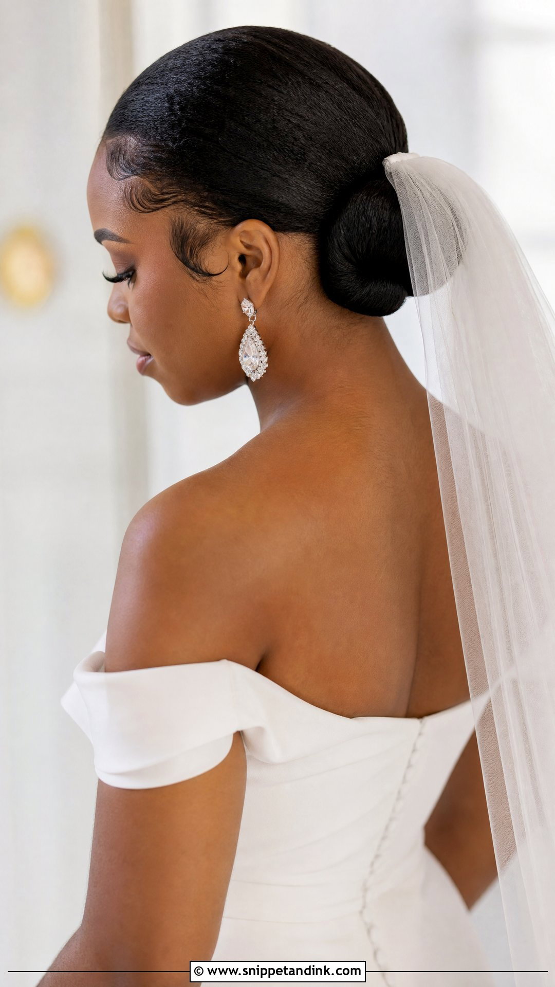 Sleek Low Bun for Natural Hair Bride - Snippet and Ink - 20 Natural Wedding Hairstyles Black Bride