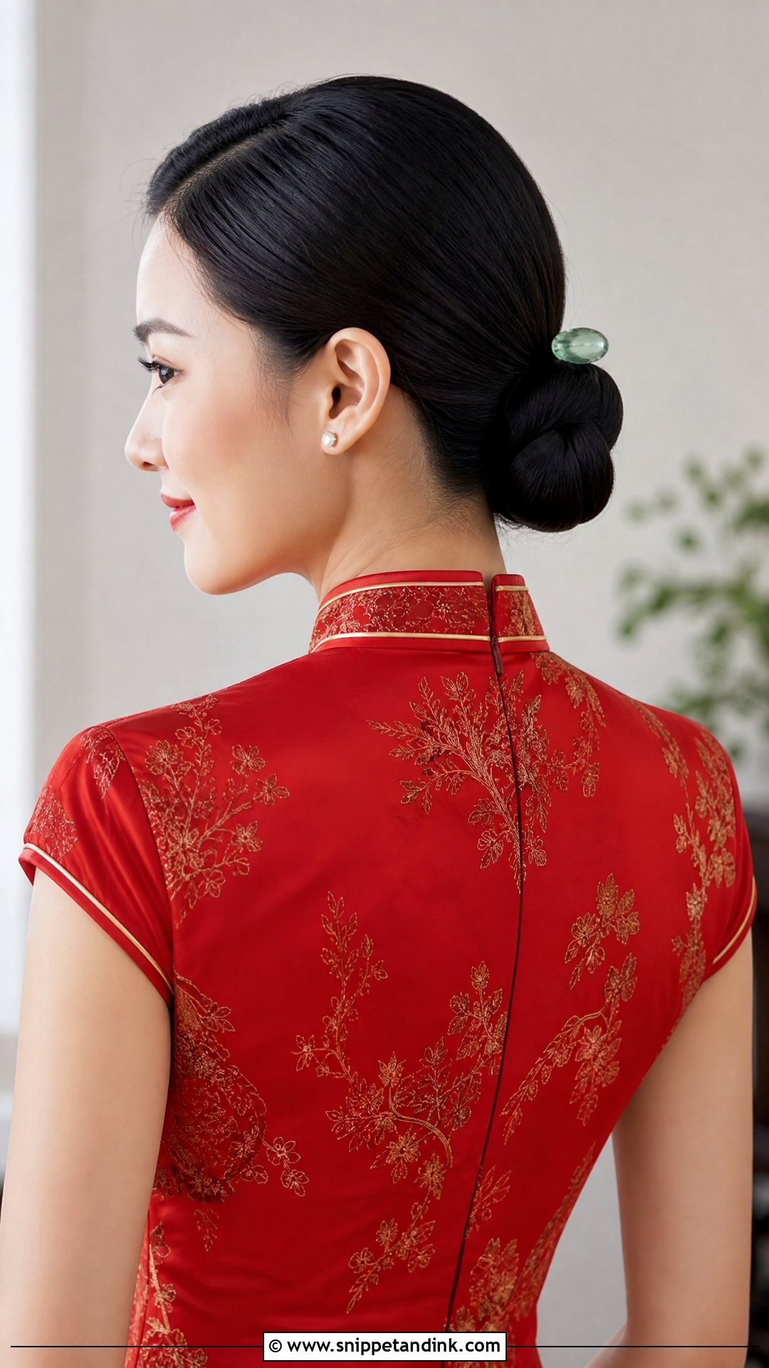 Sleek Low Bun for Qipao - Snippet and Ink - 20 Chinese Wedding Hair Ideas