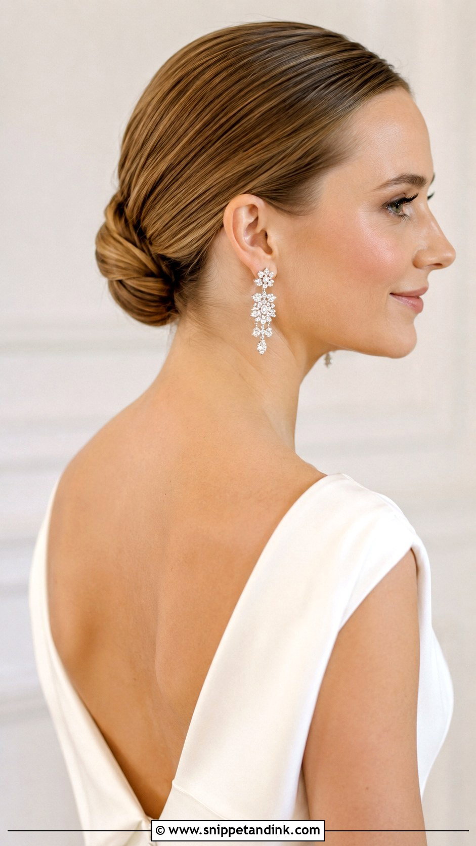 Sleek Low Bun for Short Hair - Snippet and Ink - 25 Bridal Hairstyles for Short Hair