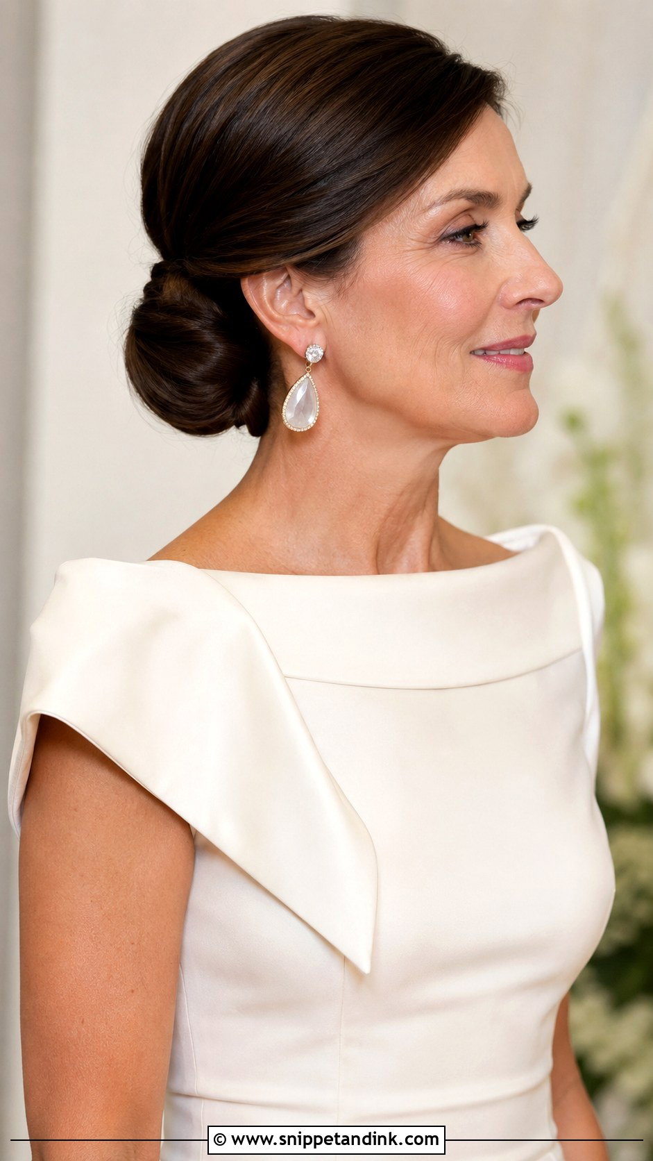 Sleek Low Bun for a Modern Look - Snippet and Ink - 20 Medium Length Mother of the Bride Hair Ideas