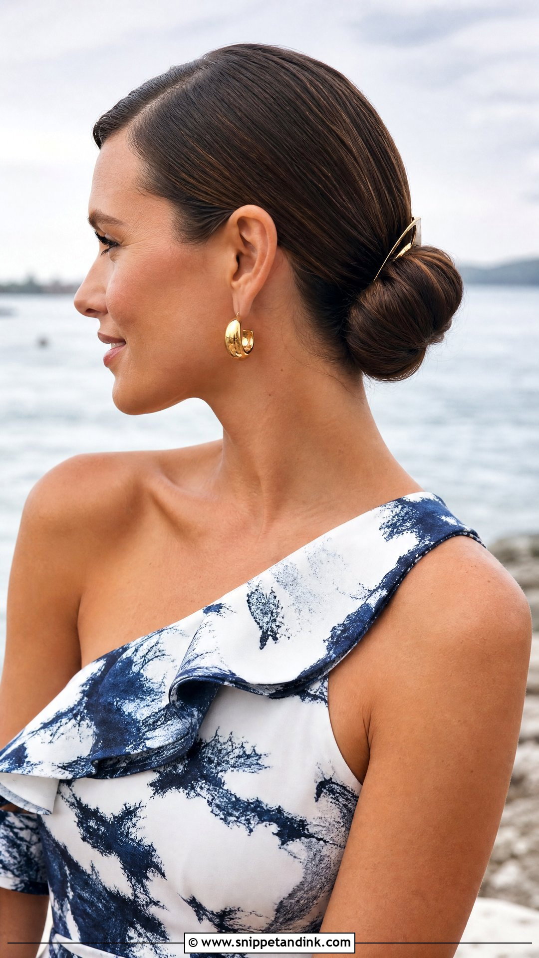 Sleek Low Bun - Snippet and Ink - 20 Beach Wedding Guest Hair Ideas
