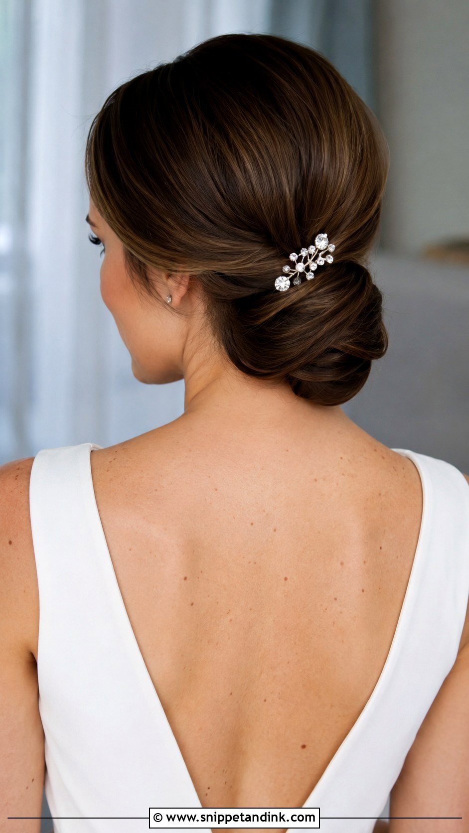 Sleek Low Chignon Civil Wedding Hairstyle - Snippet and Ink - 25 Civil Wedding Hairstyle Ideas