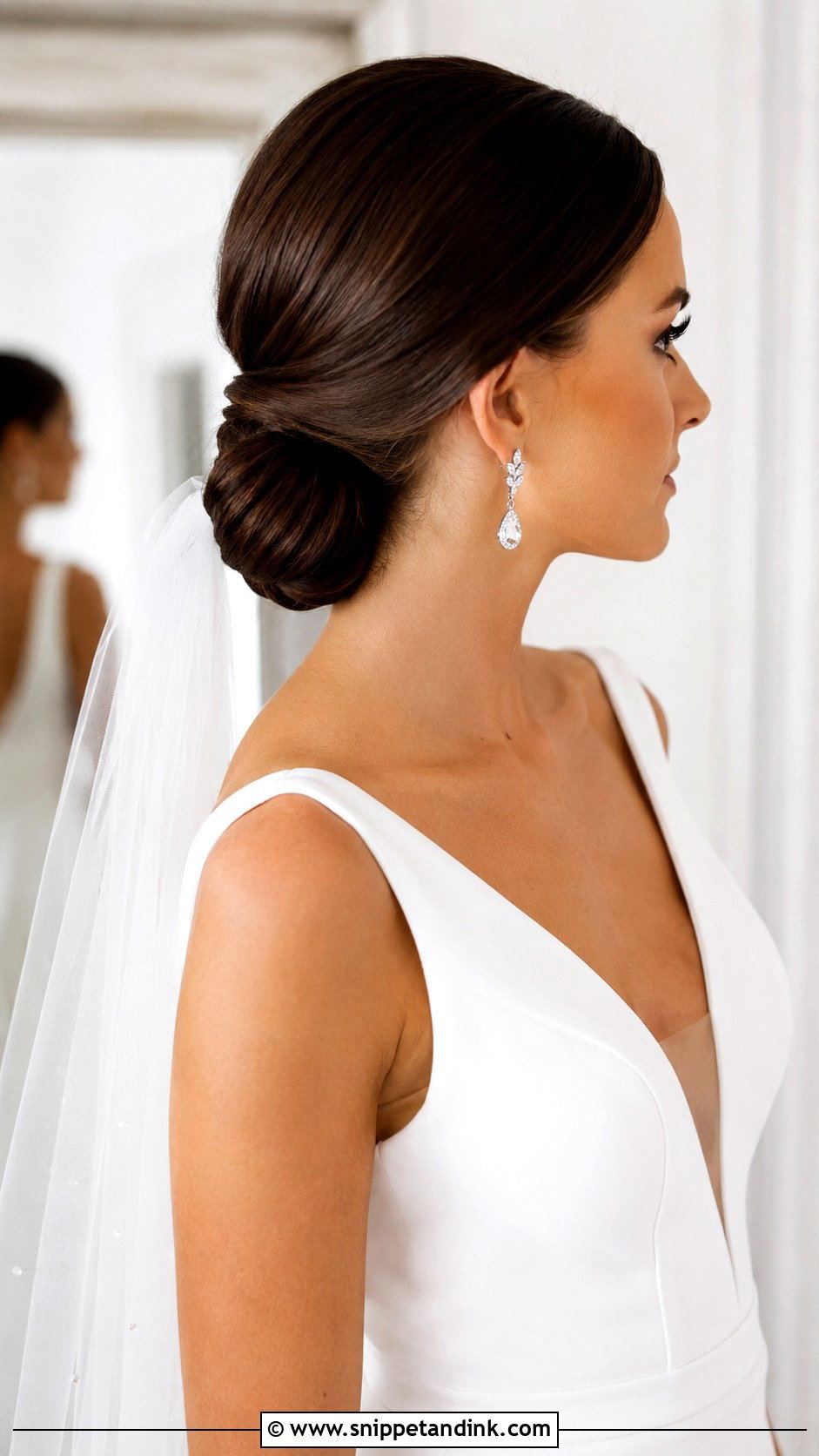 Sleek Low Chignon Wedding Hairstyle - Snippet and Ink - 20 Wedding Hairstyles Videos