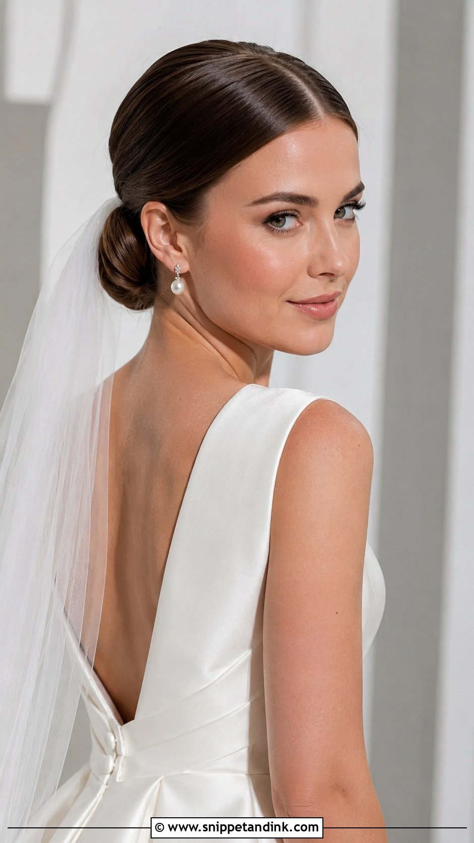 Sleek Low Chignon Wedding Hairstyle - Snippet and Ink - 25 Elegant Wedding Hairstyles for Long Hair