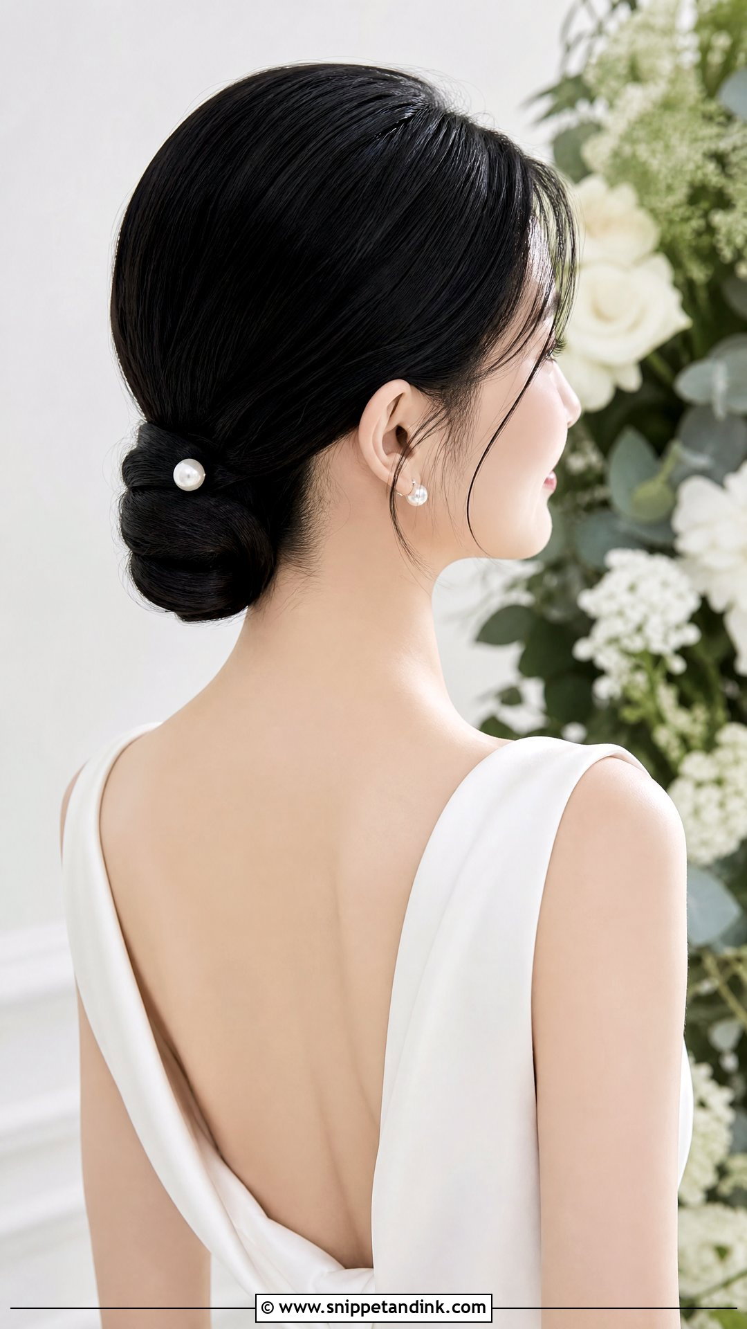 Sleek Low Chignon Wedding Hairstyle - Snippet and Ink - 20 Medium Wedding Hairstyle Ideas
