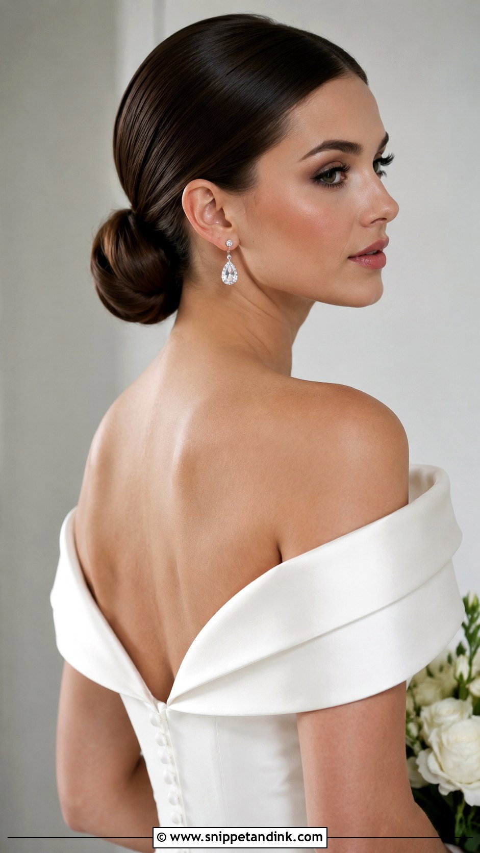 Sleek Low Chignon for Brides - Snippet and Ink - 25 Old Hollywood Wedding Hair Ideas