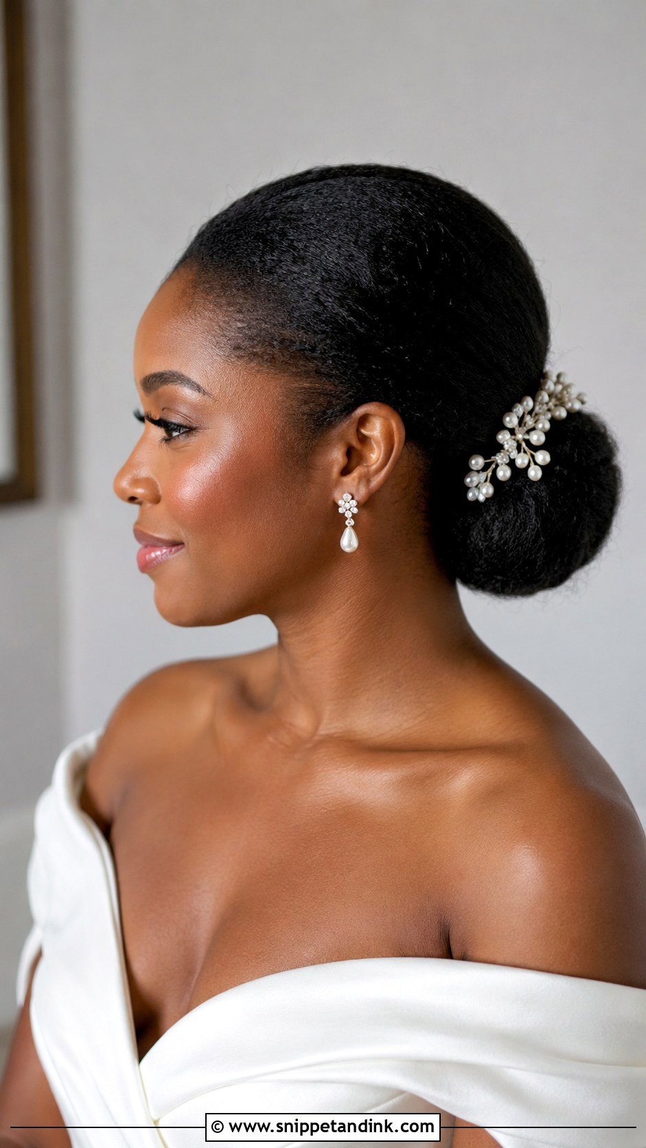 Sleek Low Chignon for Natural Hair - Snippet and Ink - 20 Natural Hair Styles for Wedding