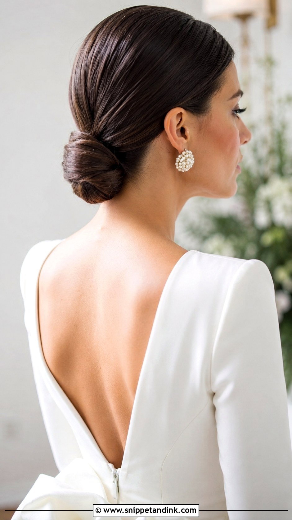 Sleek Low Chignon for Short Hair - Snippet and Ink - 25 Wedding Updos for Short Hair