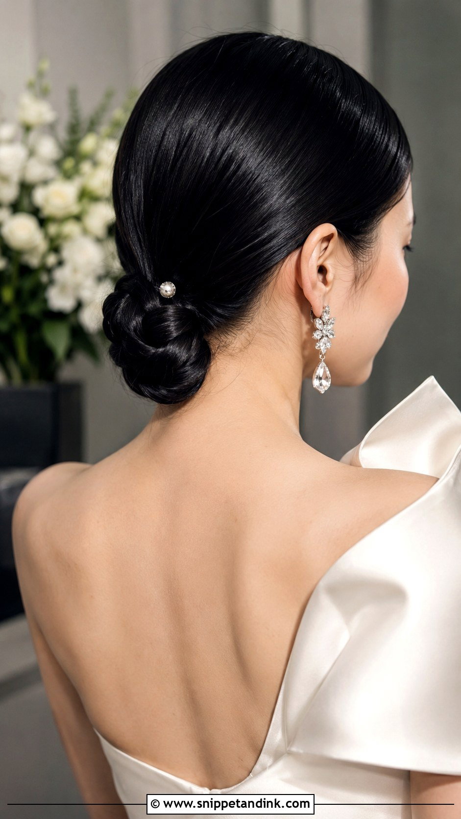 Sleek Low Knot - Snippet and Ink - 20 Wedding Hair Ideas for Medium Length